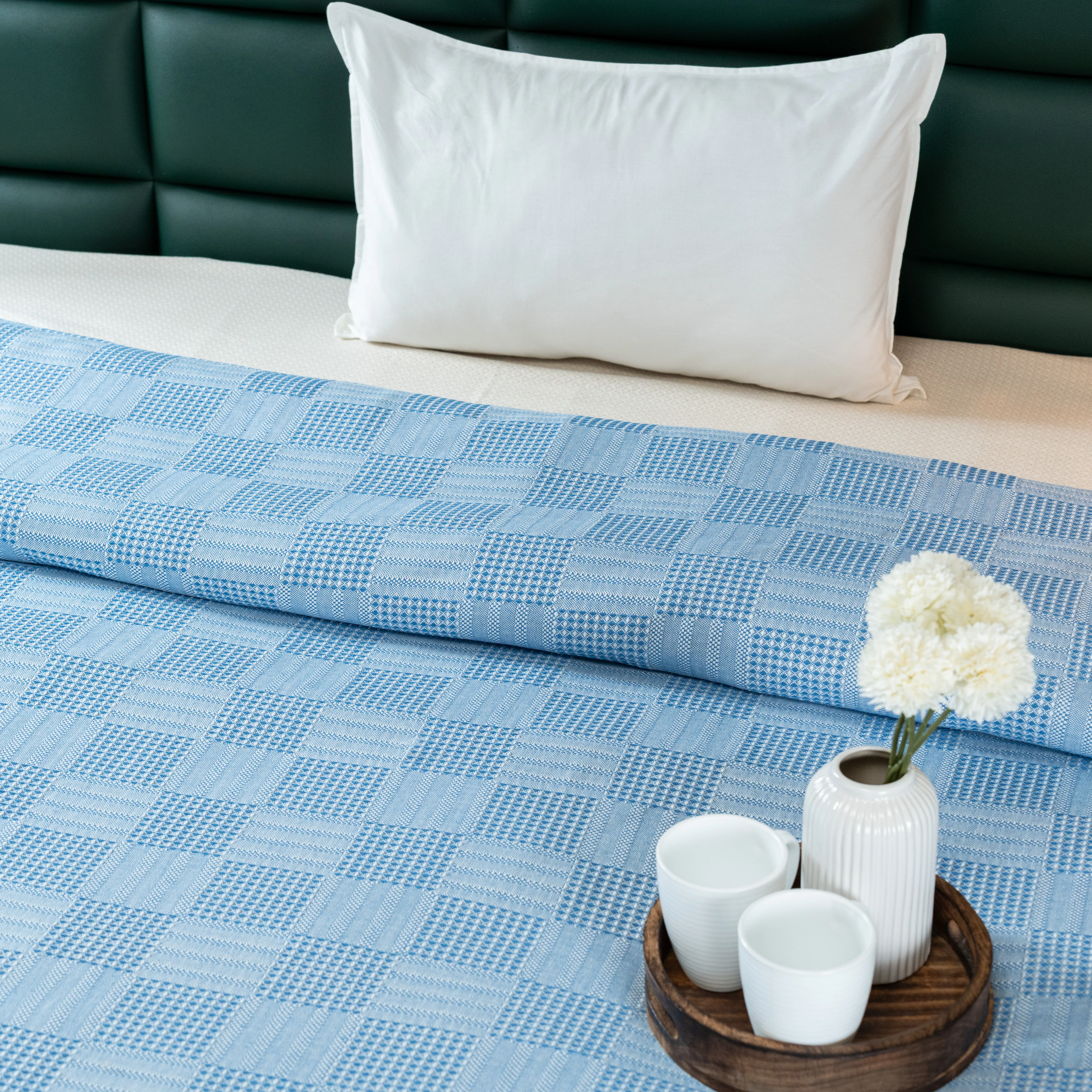 Saral Home Pure Cotton Bedsheet Set |Breathable Woven Bedspread with Pillow Cover | Huck Lace pattern | - Image 10