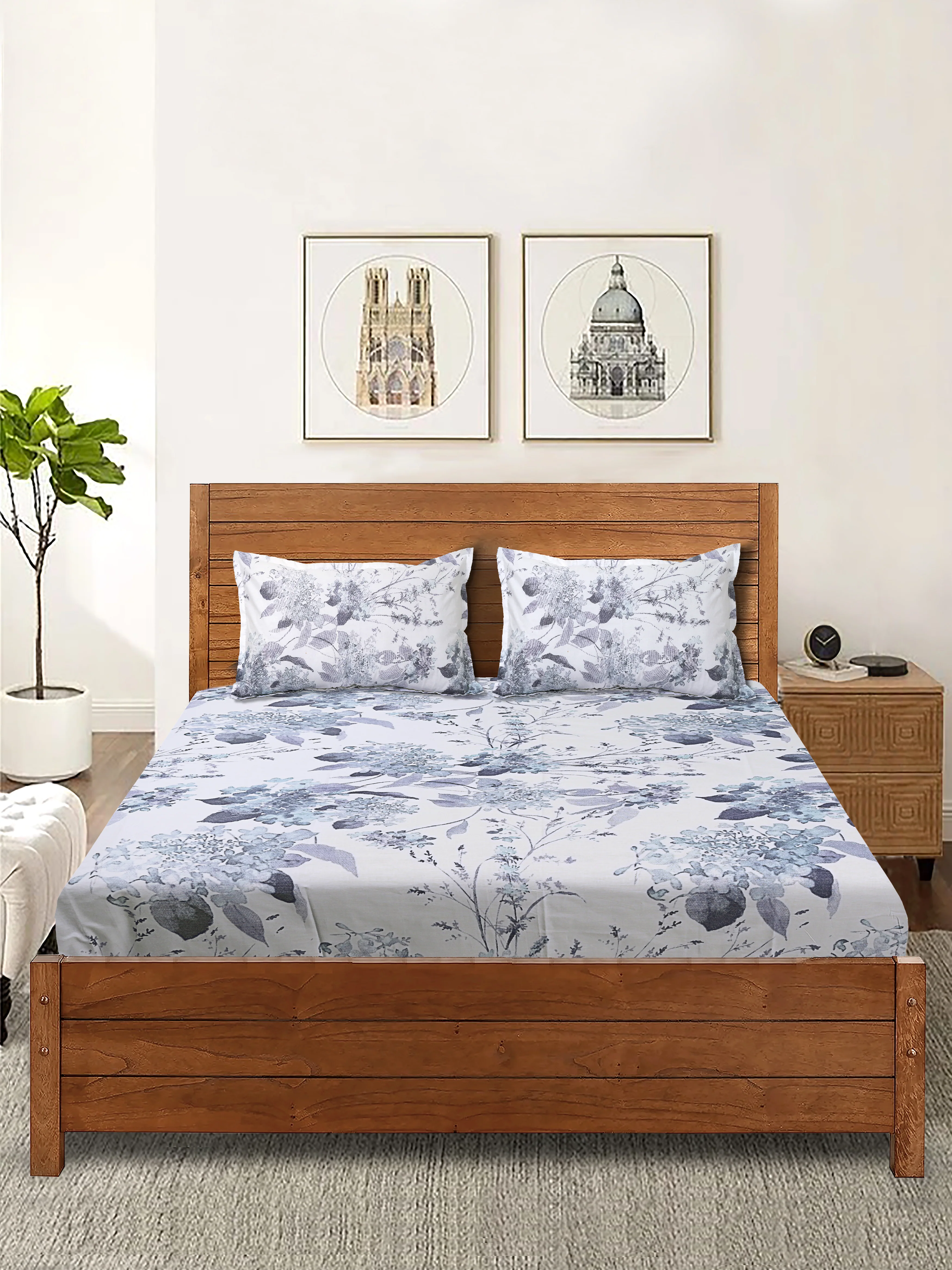 Ava Soft Bed Sheet Set | Smooth Finish Cotton Blend | Includes 2 Pillow Covers - Image 7