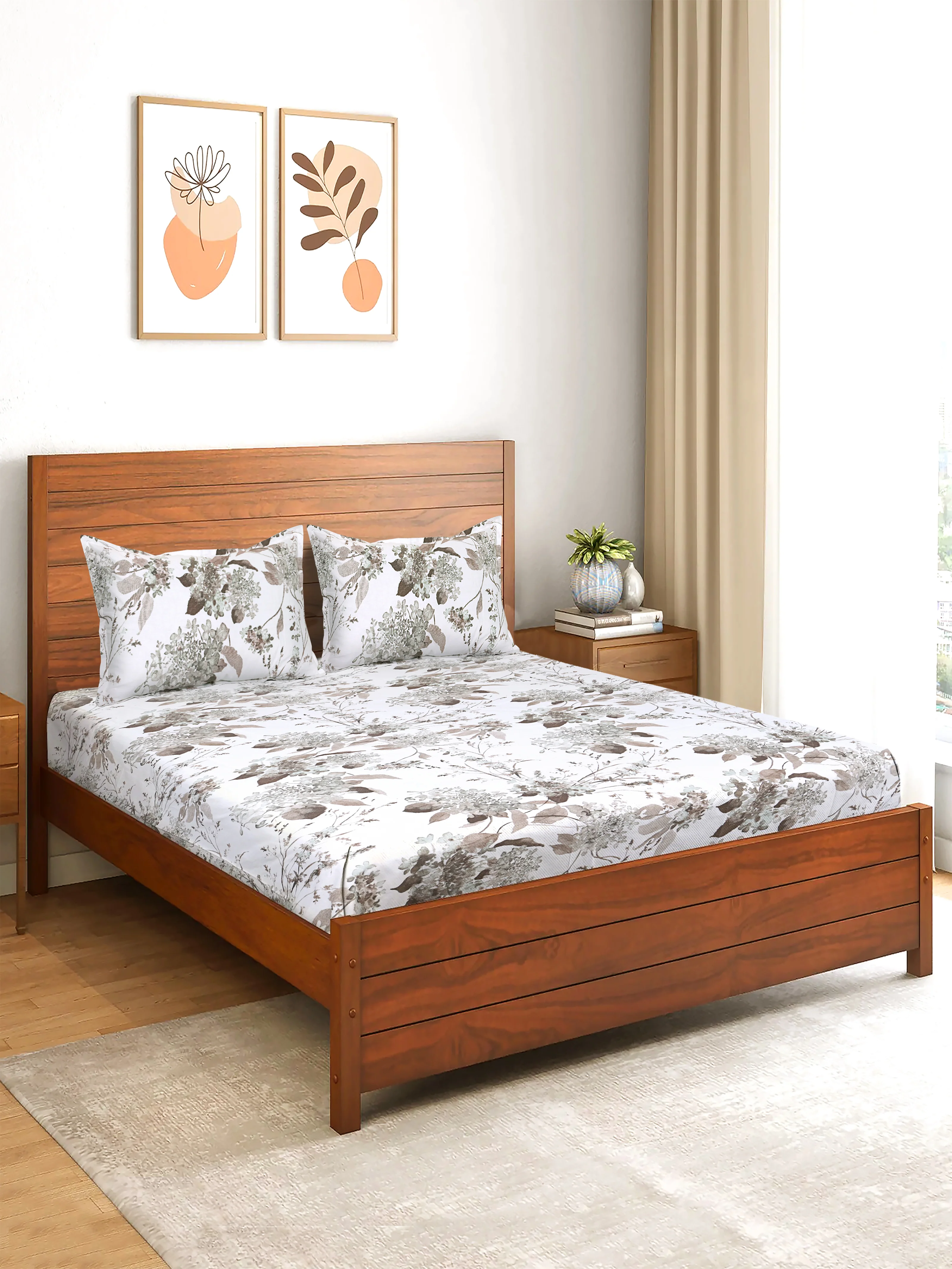 Ava Soft Bed Sheet Set | Smooth Finish Cotton Blend | Includes 2 Pillow Covers - Image 13