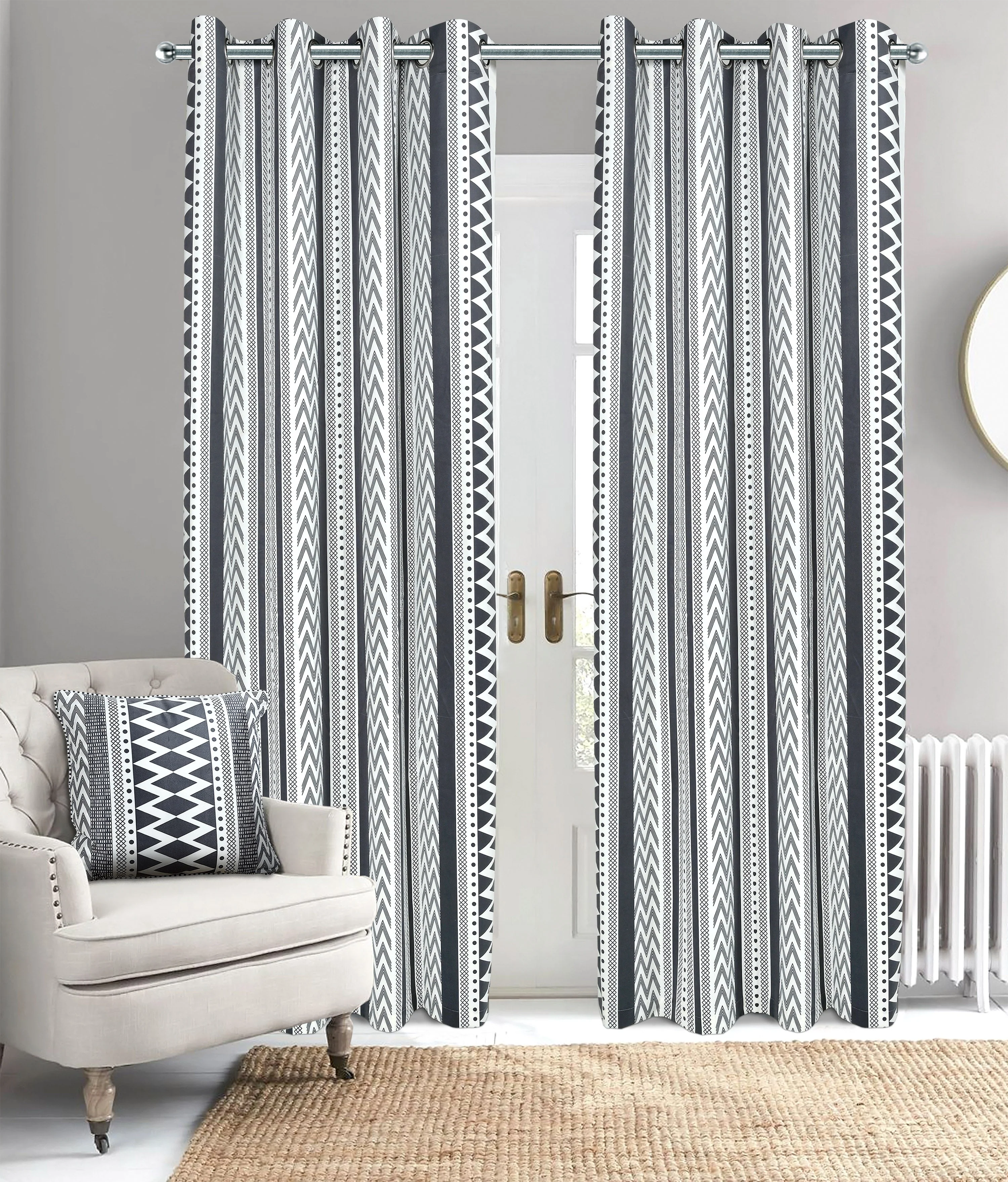 Aveda Velvet Boho Print Curtain | Chic Bohemian Living Room Curtain