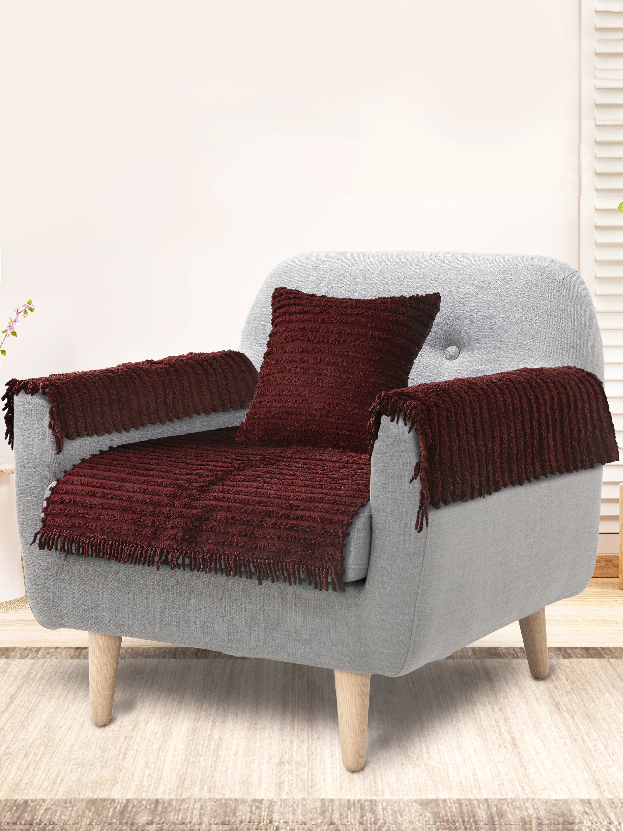 AXIS Polyester Sofa Cover (1 Seater - 4 Pc Set) | Stretch Fit & Easy to Maintain - Image 17