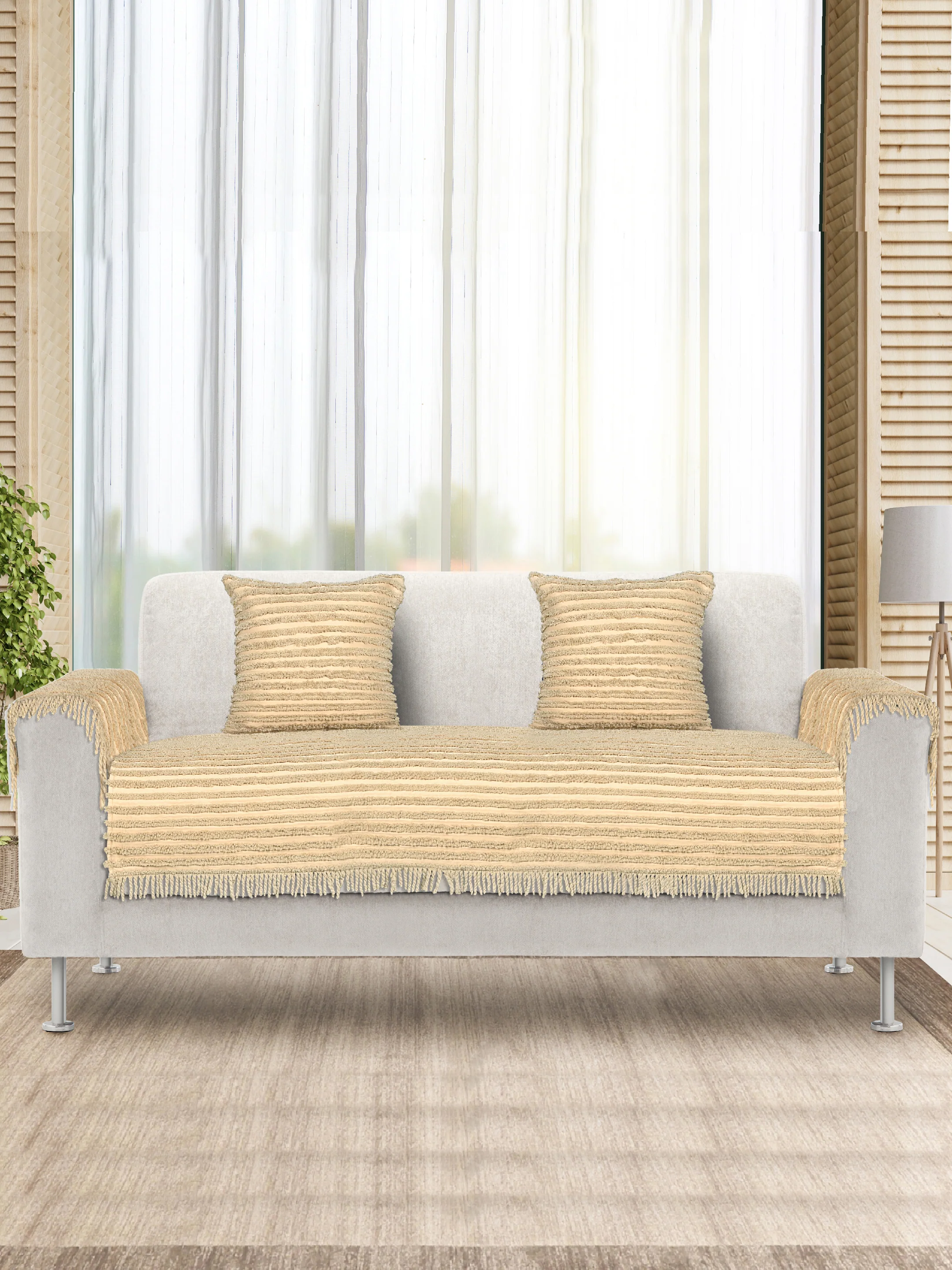 AXIS Polyester Sofa Cover | 2 Seater Set with Cushions & Arm Covers - Image 6