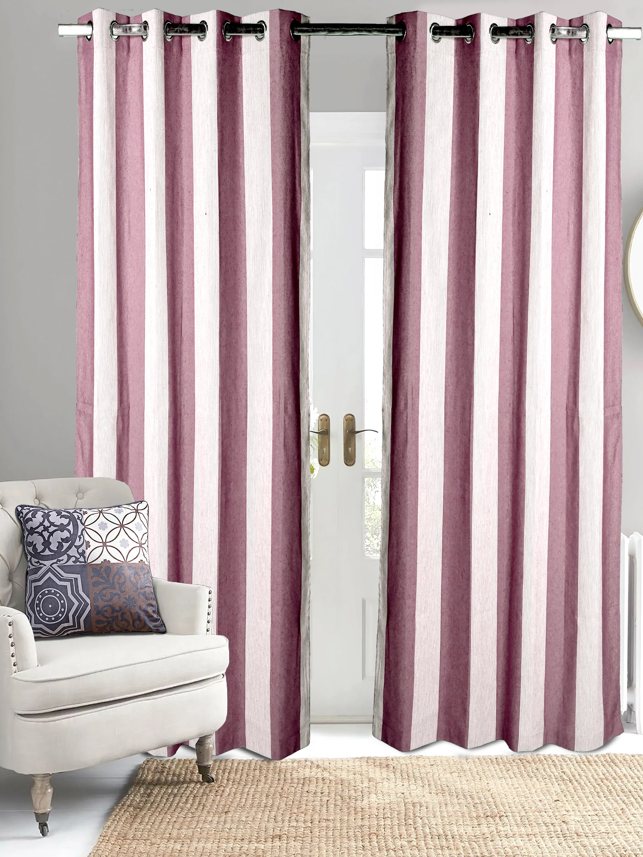 Bamboo Stripes Handmade Cotton Curtains - Image 9