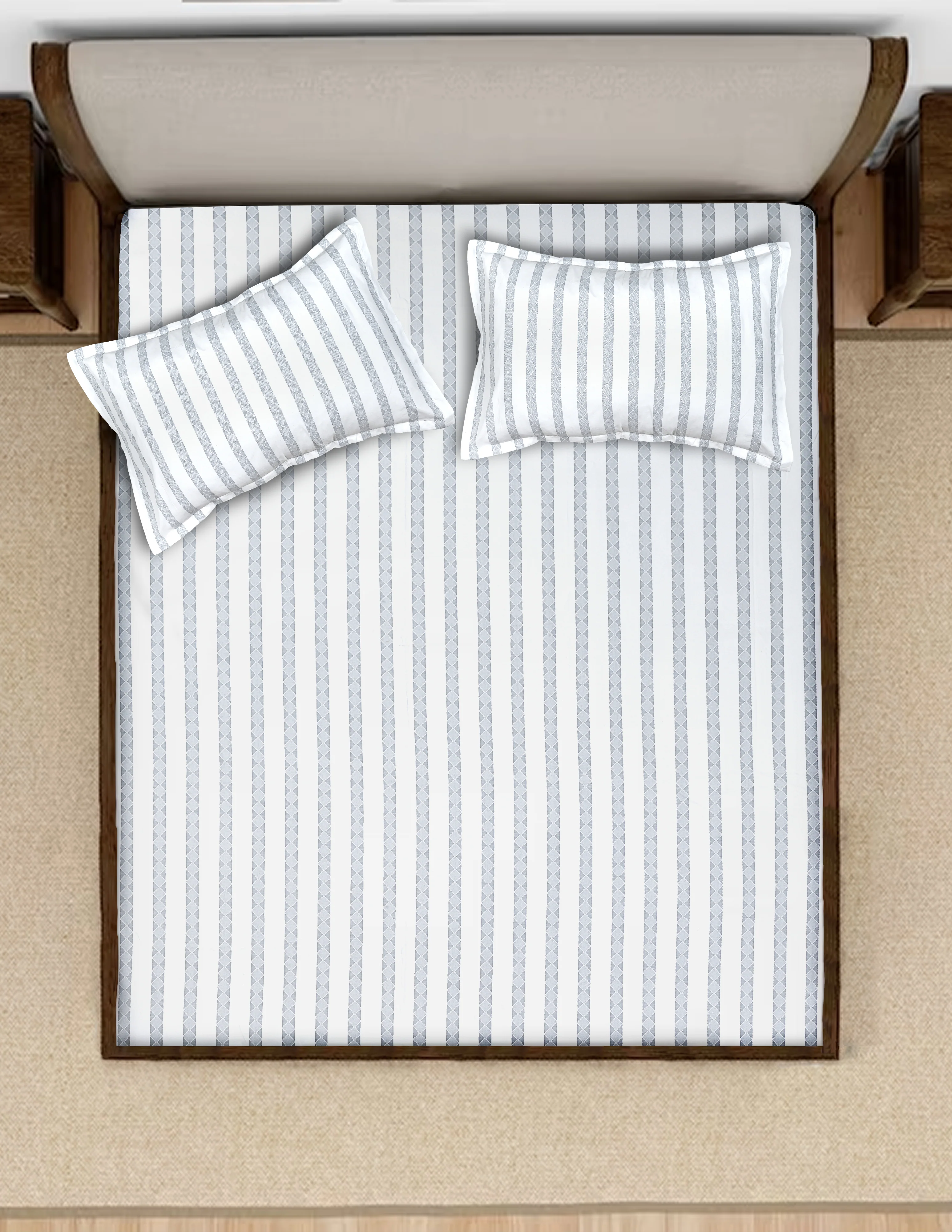 CACI Soft Cotton Bed Sheet with 2 Pillow Covers | Everyday Comfort - Image 11
