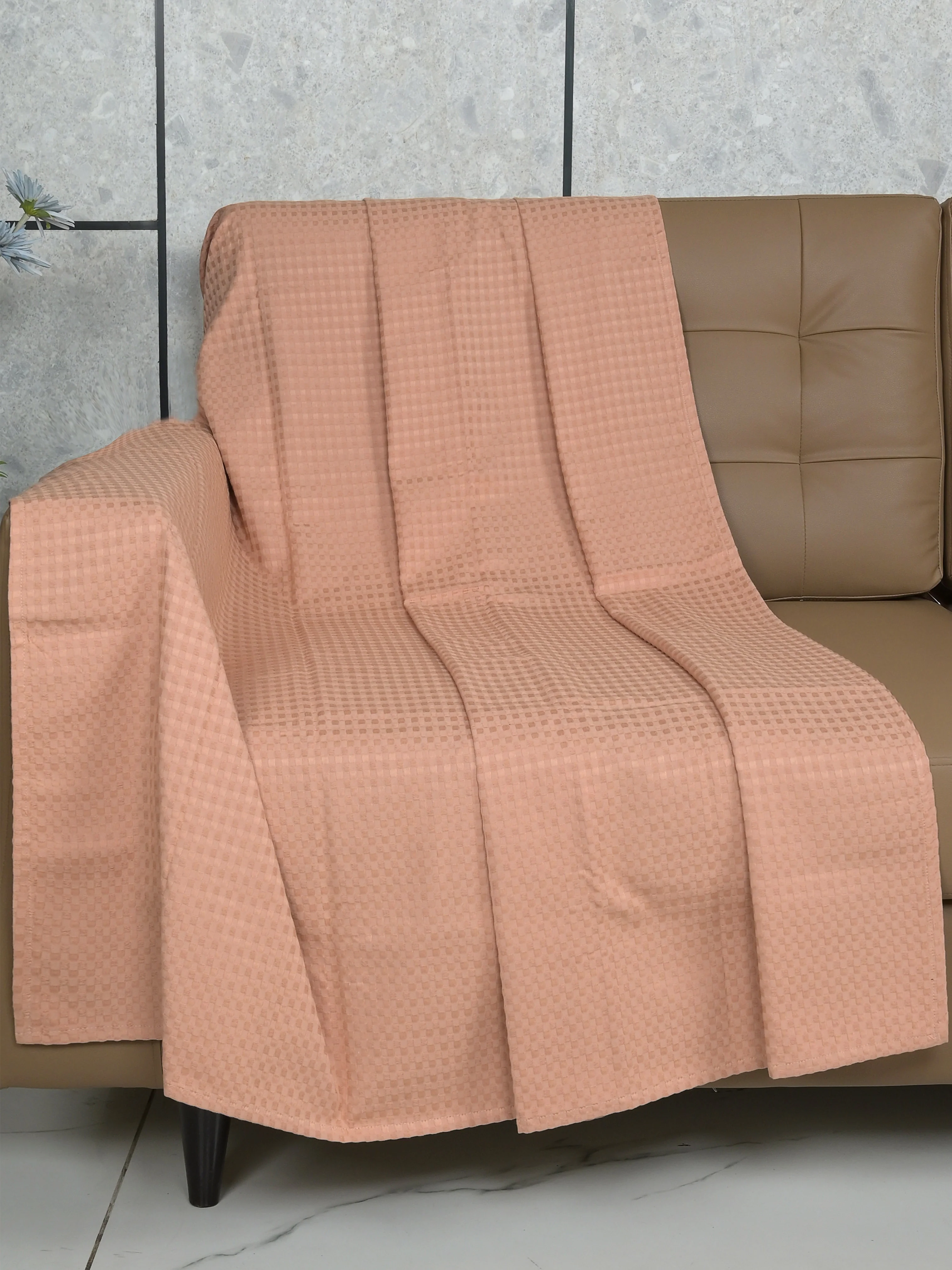 Waffle Cotton Sofa Throw Cover | Textured Weave - Image 22