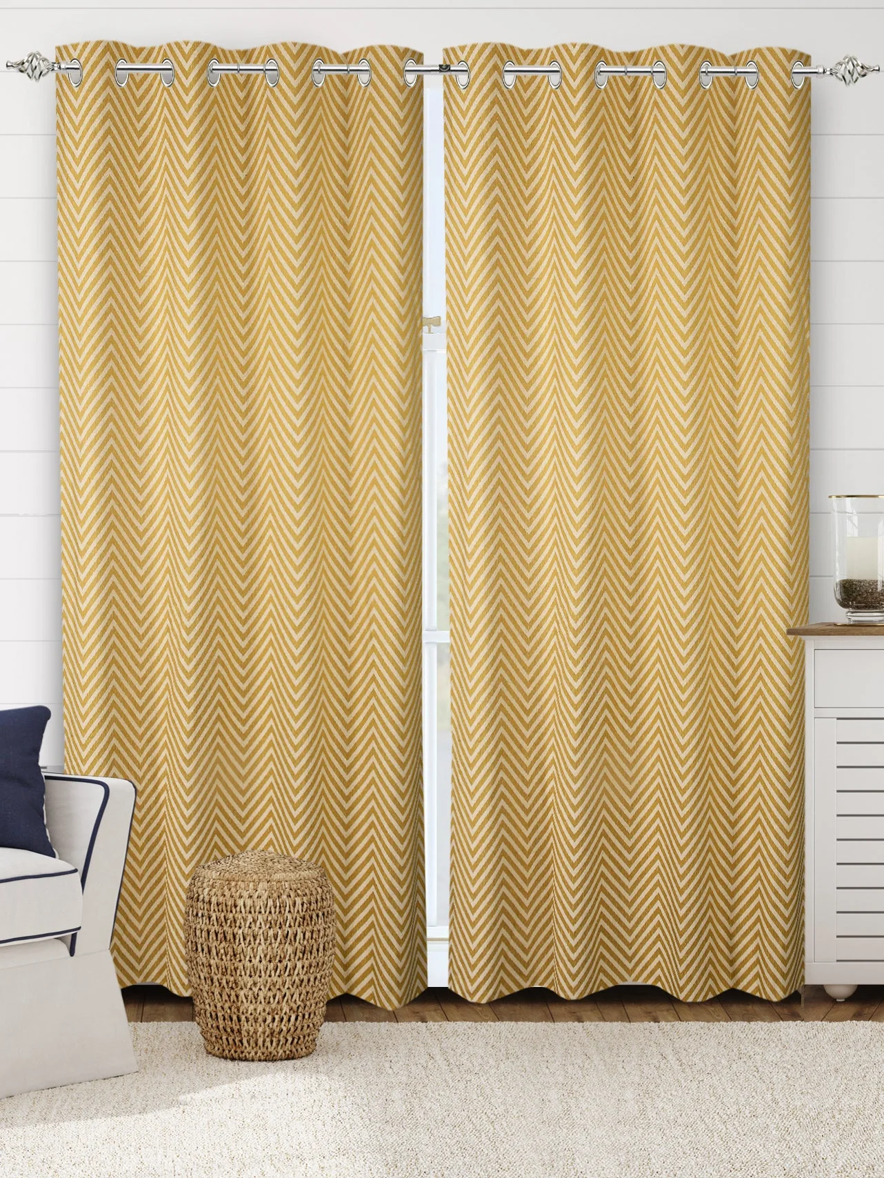 CHEVRON Damask Cotton Curtains | Elegant Living Room Drapes - Image 26