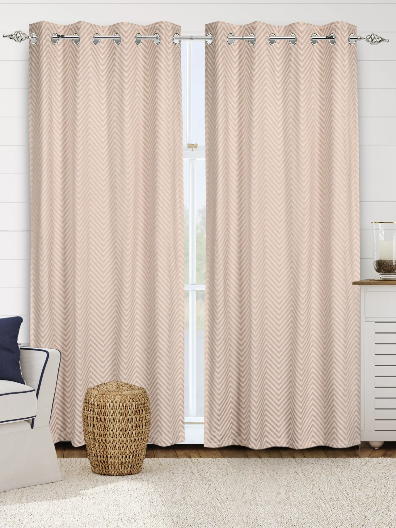 CHEVRON Damask Cotton Curtains | Elegant Living Room Drapes - Image 9