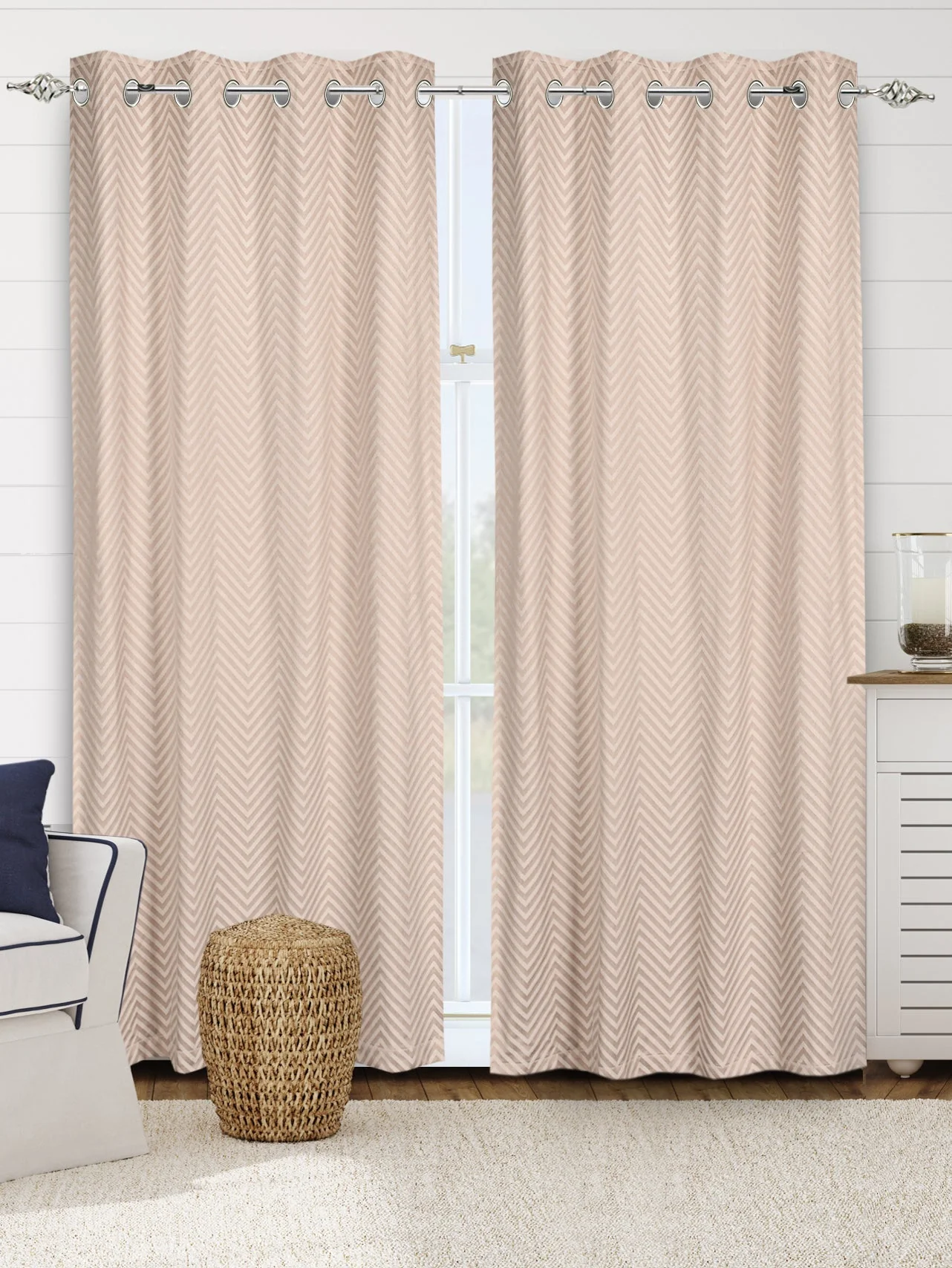 CHEVRON Damask Cotton Curtains | Elegant Living Room Drapes - Image 16
