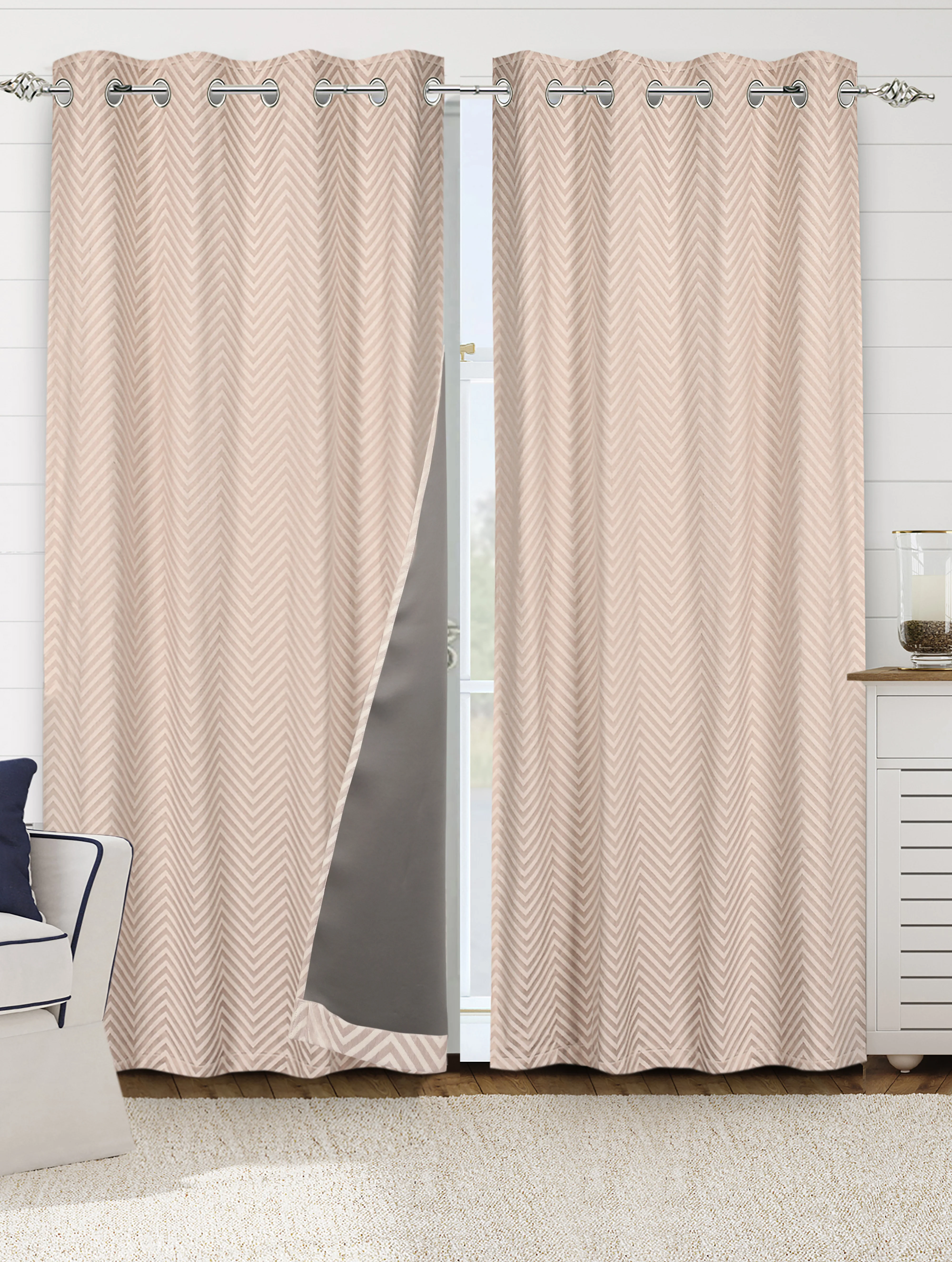 CHEVRON Damask Cotton Curtains | Elegant Living Room Drapes - Image 17