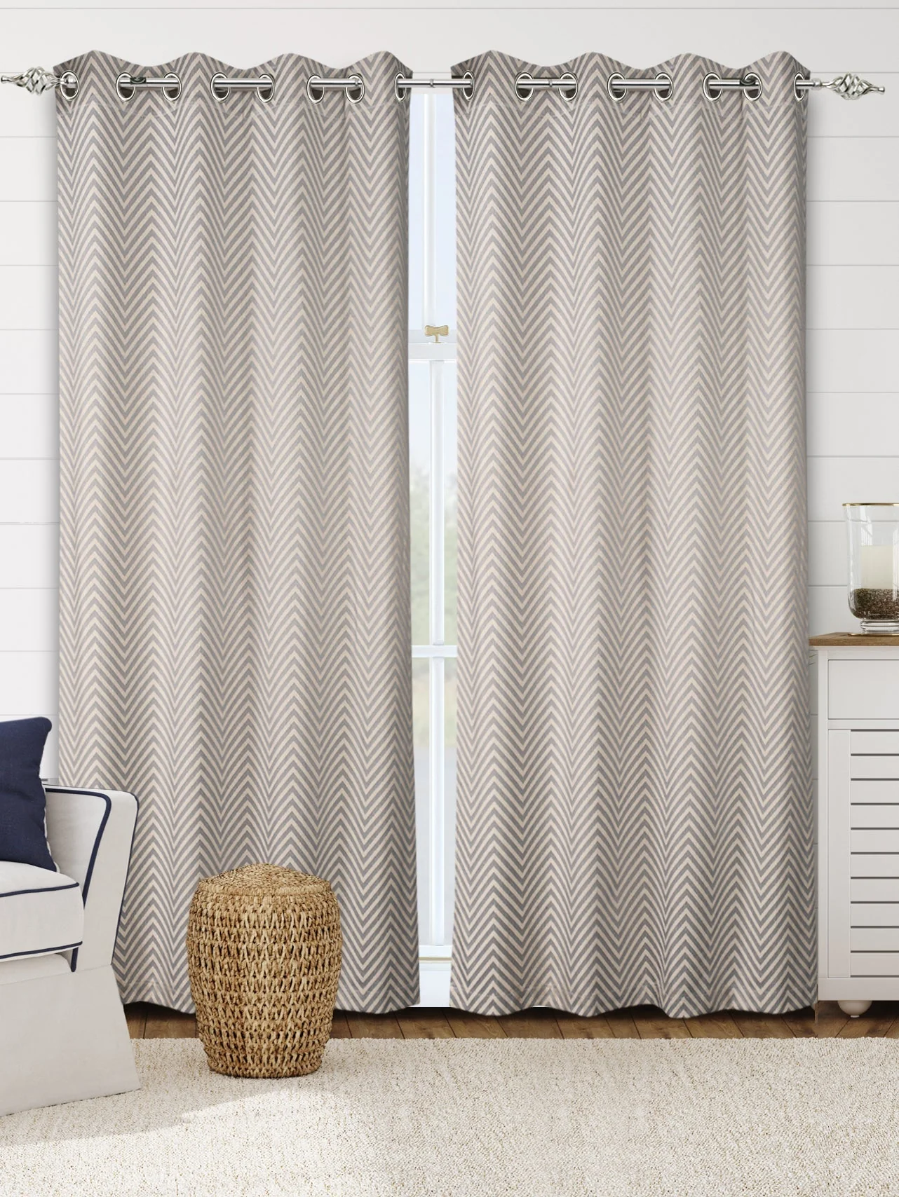 CHEVRON Damask Cotton Curtains | Elegant Living Room Drapes - Image 24