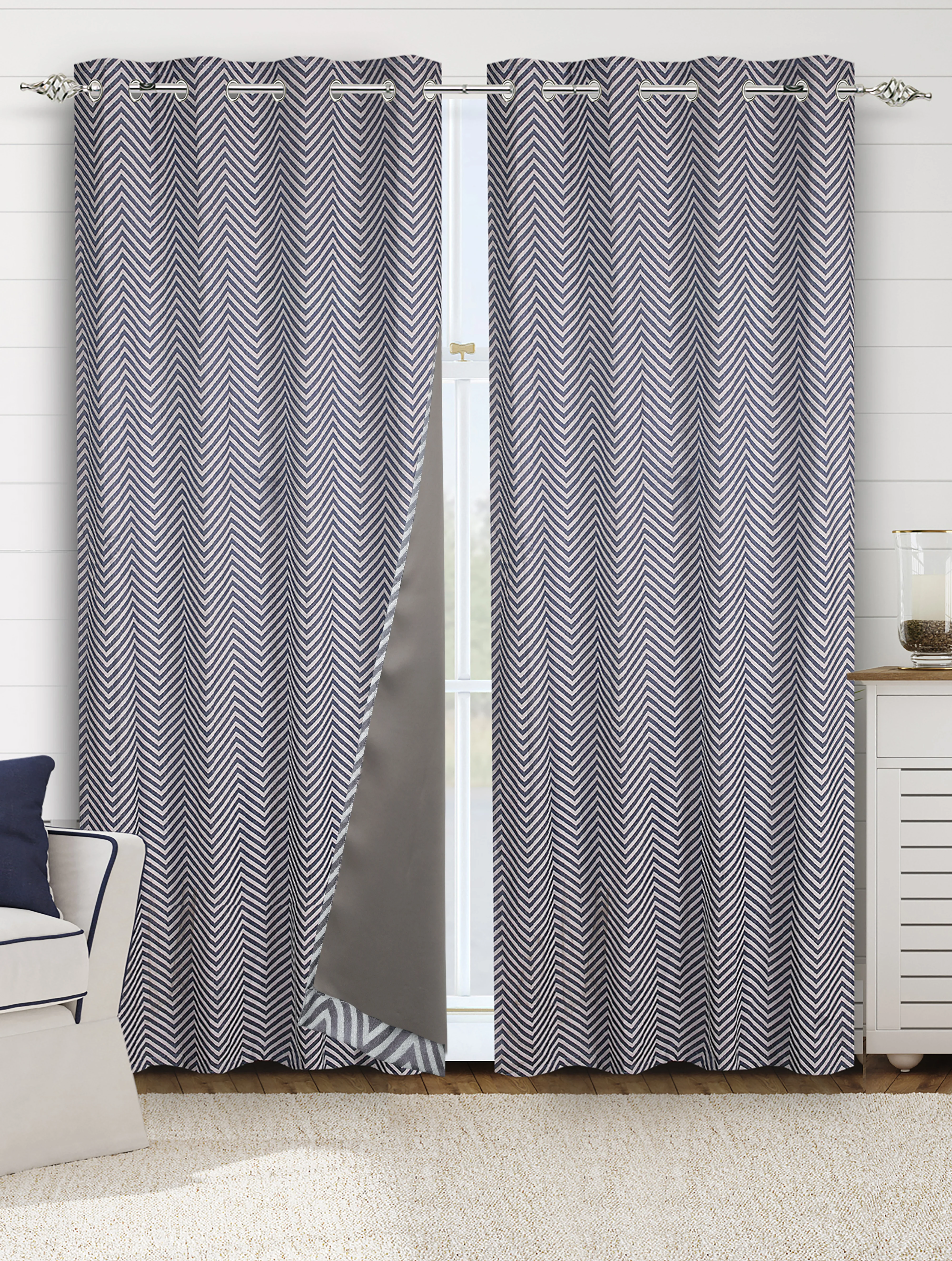 CHEVRON Damask Cotton Curtains | Elegant Living Room Drapes - Image 9