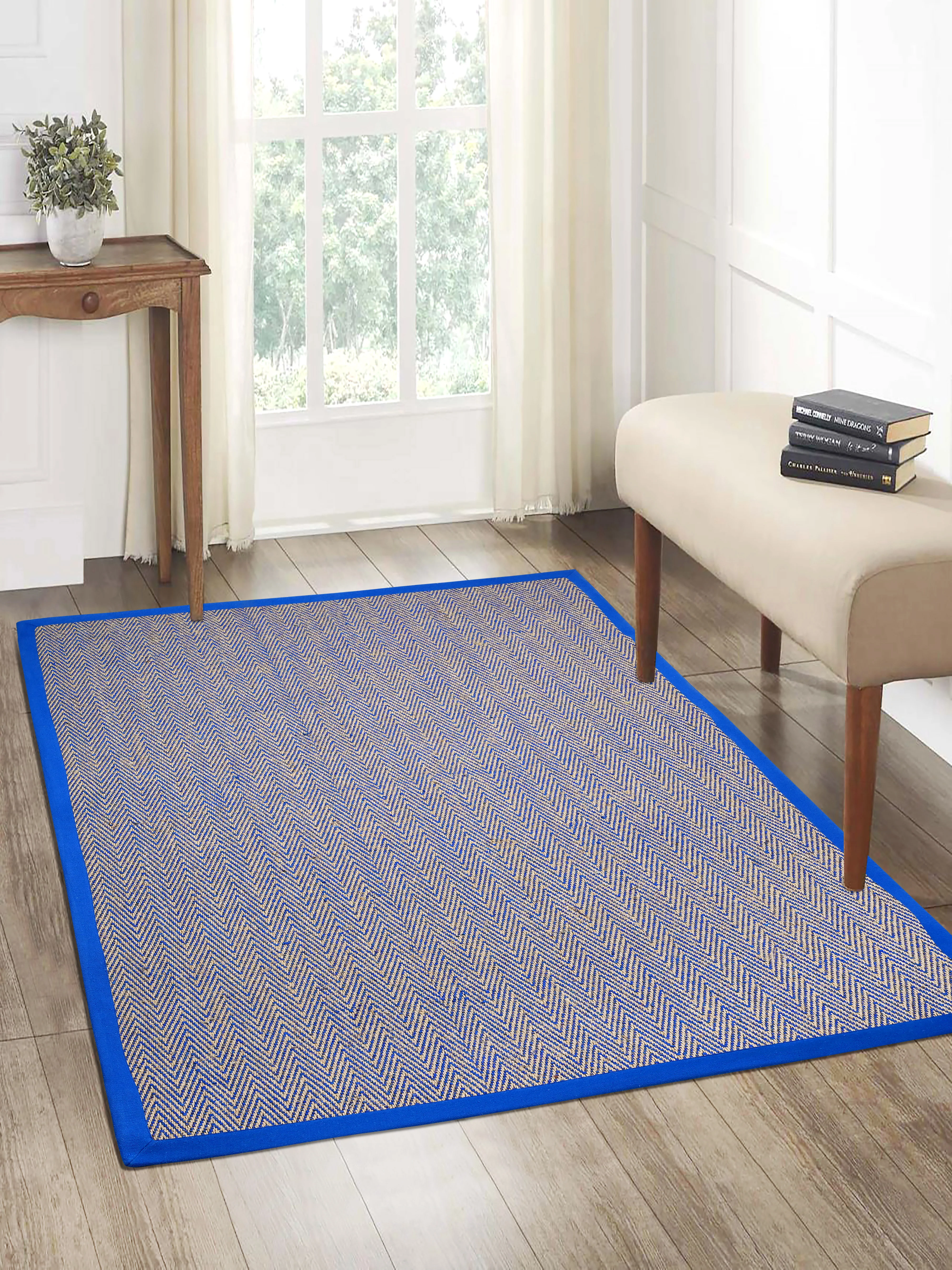 Chevron Jute & Cotton Woven Anti-Slip Strong Border Rug - Image 7