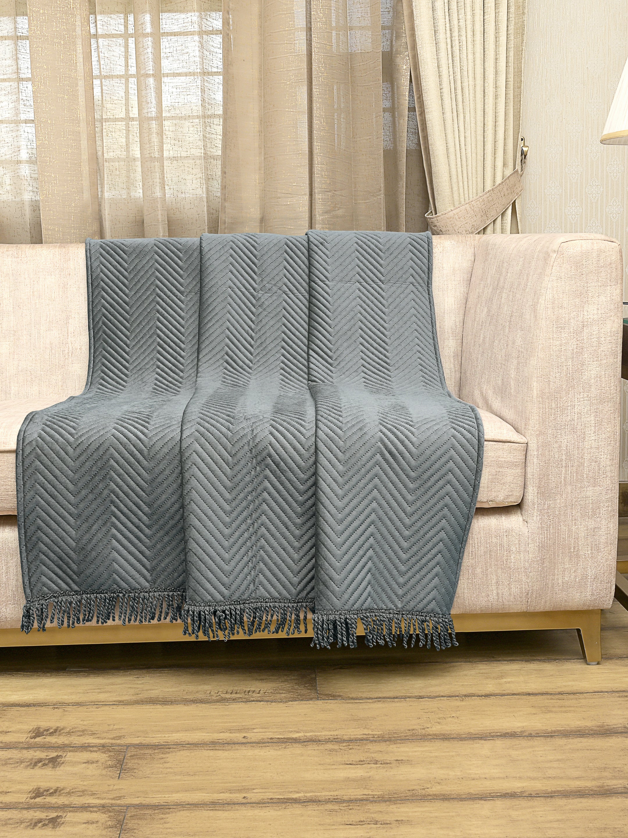 Chevron Velvet Sofa Throw Blanket | Plush & Stylish Decorative Cover - Image 5