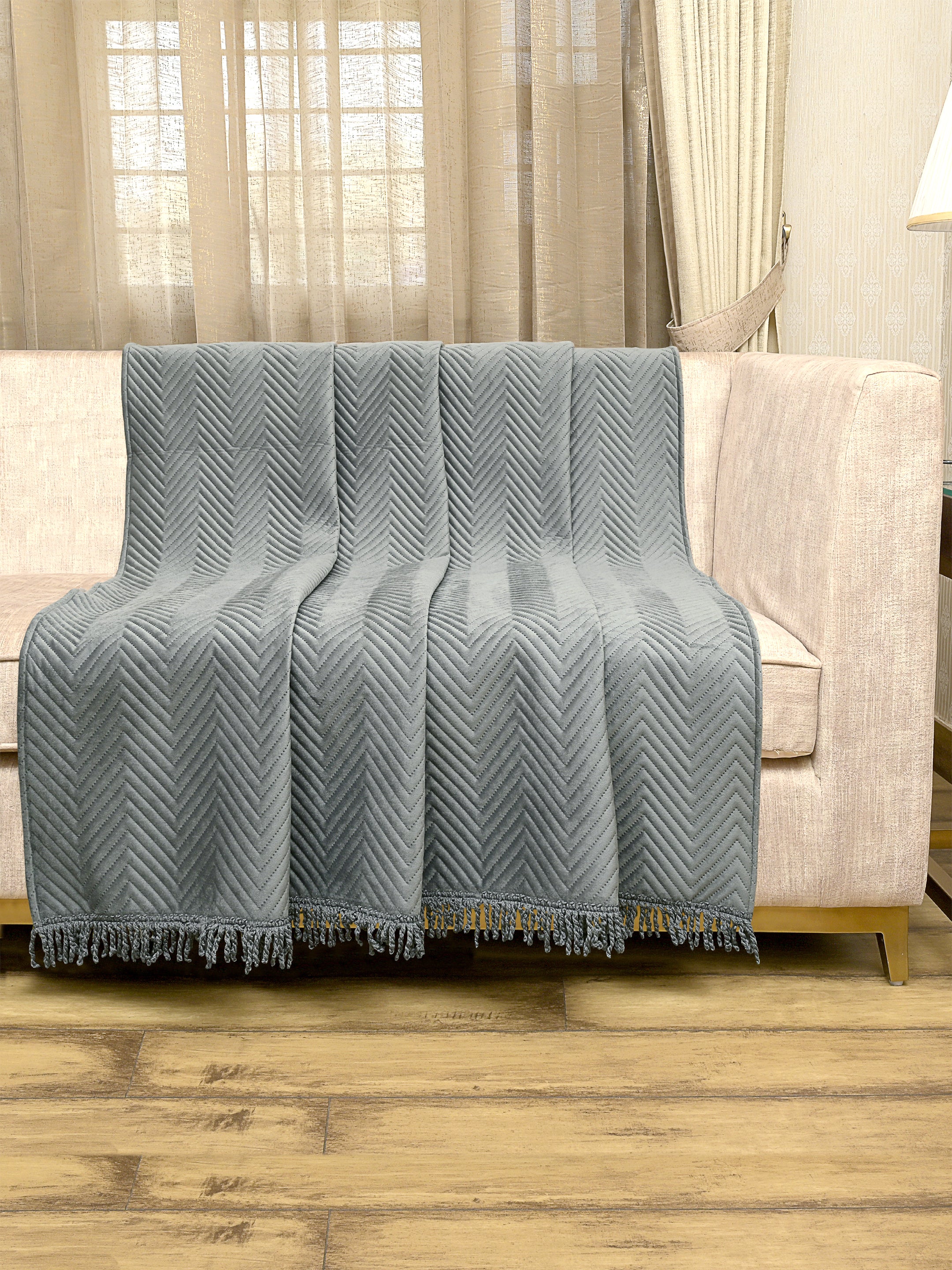 Chevron Velvet Sofa Throw Blanket | Plush & Stylish Decorative Cover - Image 7