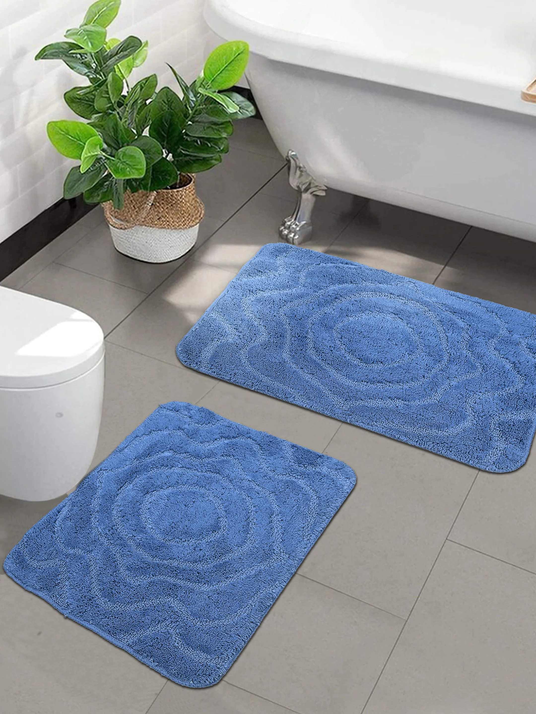 Cotton Bathmat Set with Contour (45x60 & 45x50 cm) – Anti-Skid Design - Image 13