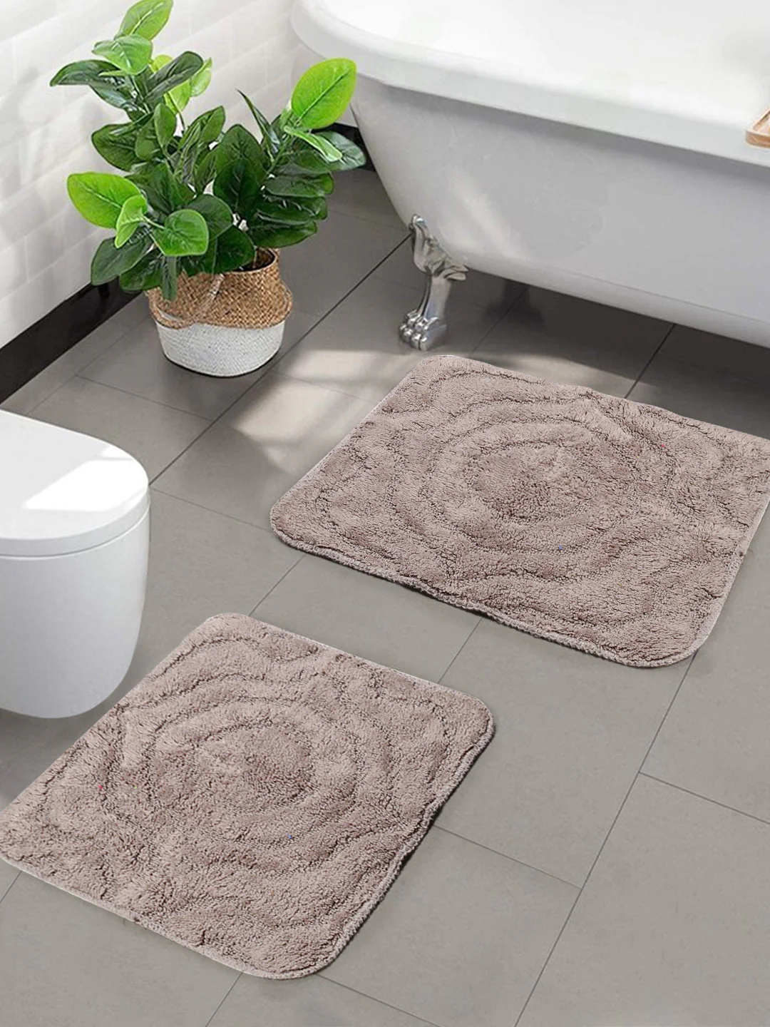 Cotton Bathmat Set with Contour (45x60 & 45x50 cm) – Anti-Skid Design - Image 19