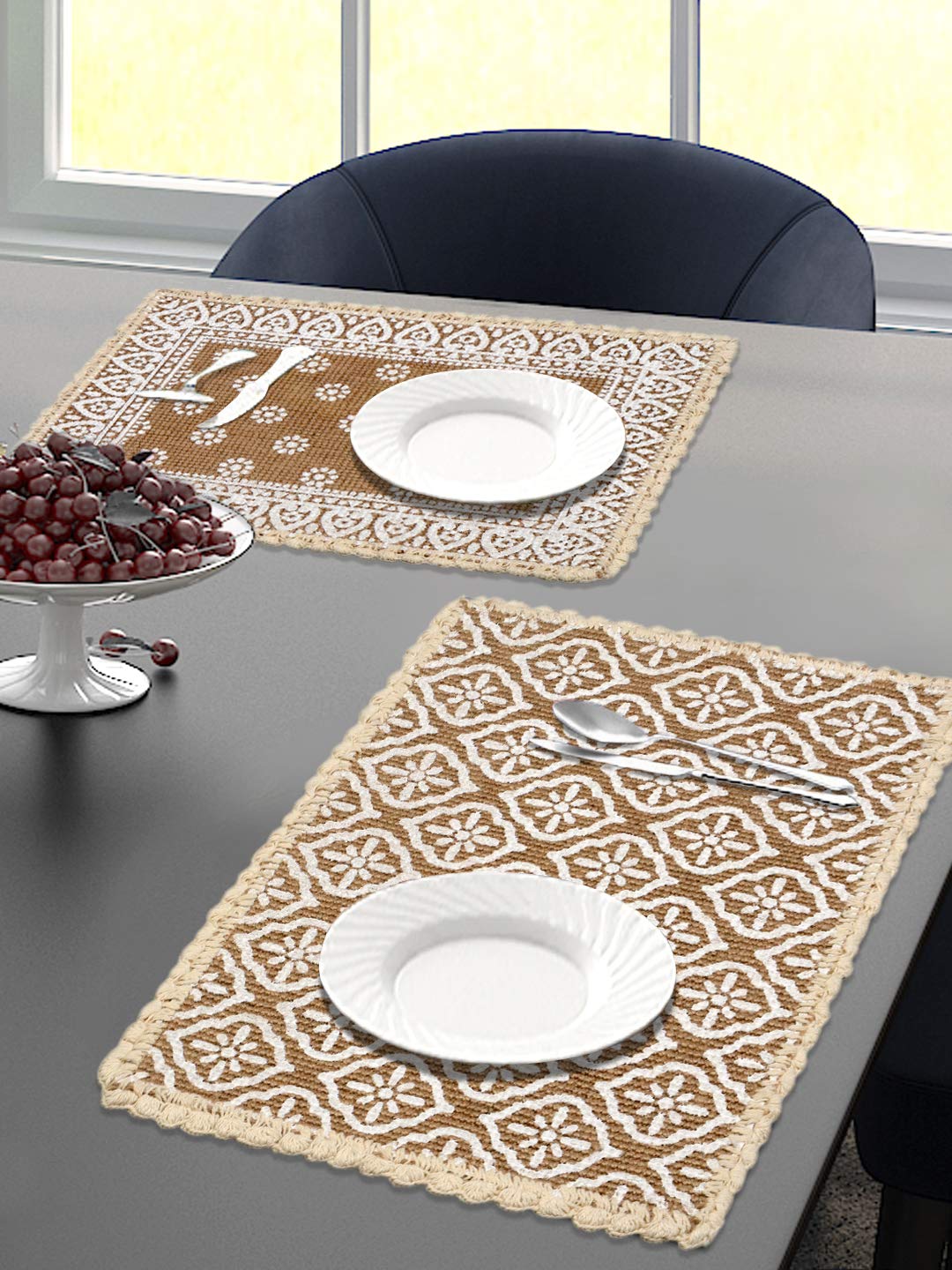 Jute & Cotton Table Mat with Artistic Print | Handcrafted Dining Table Décor - Image 6