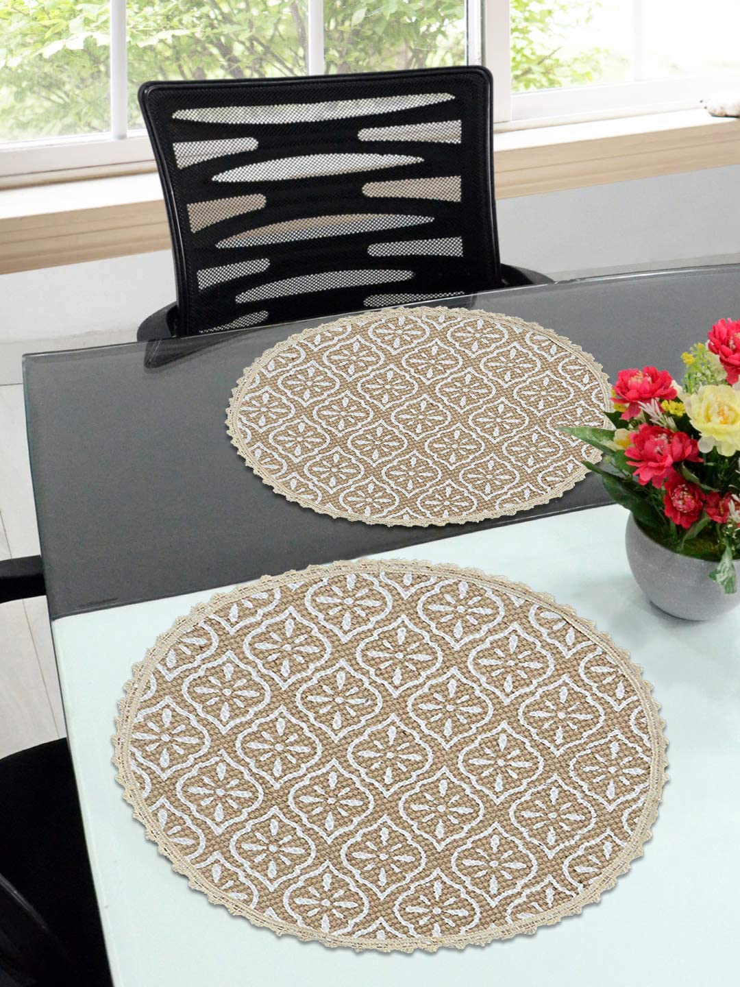 Jute & Cotton Table Mat with Artistic Print | Handcrafted Dining Table Décor - Image 6