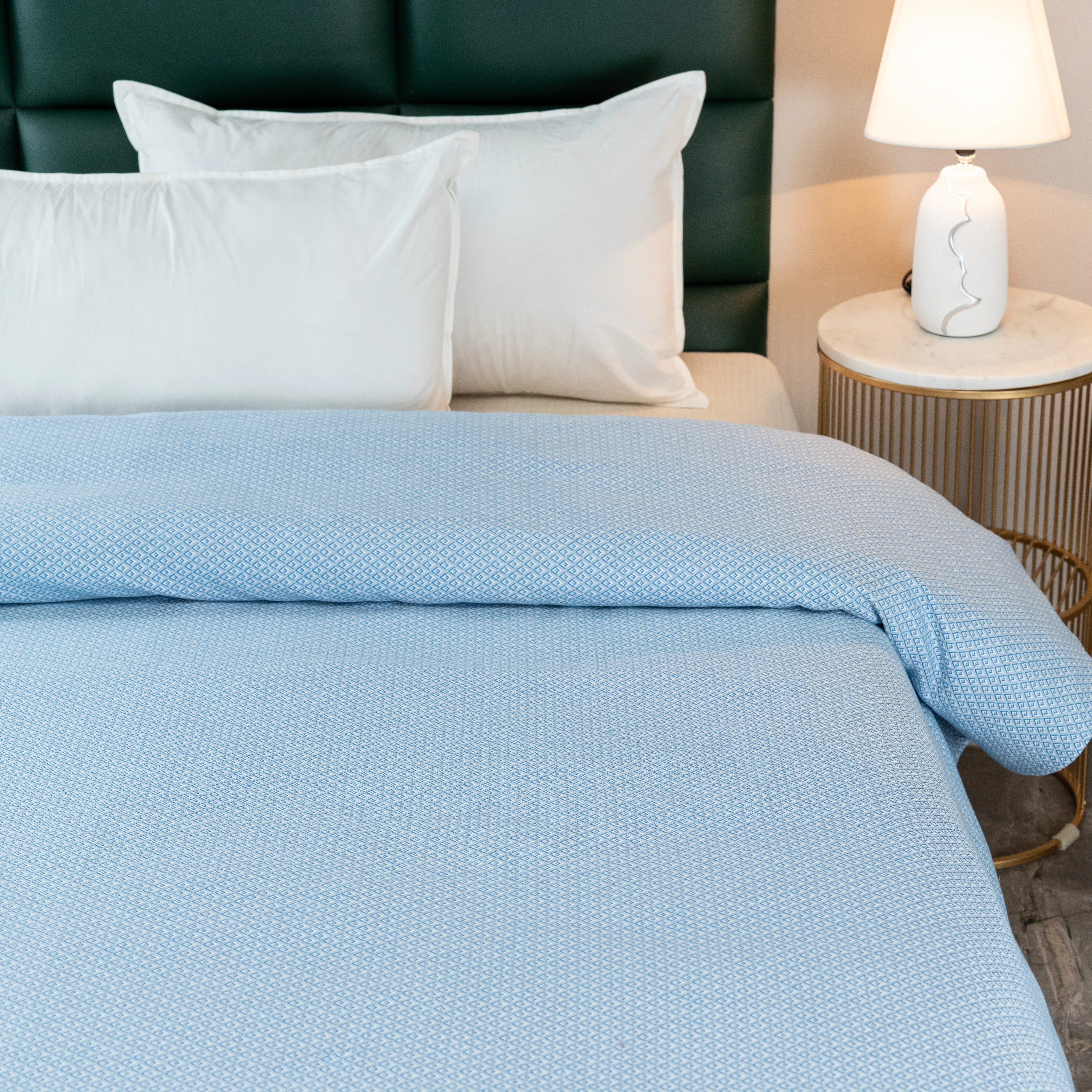 Saral Home Pure Cotton Bedsheet |Breathable Woven Bedspread with Pillow Cover | D MOND pattern | - Image 4