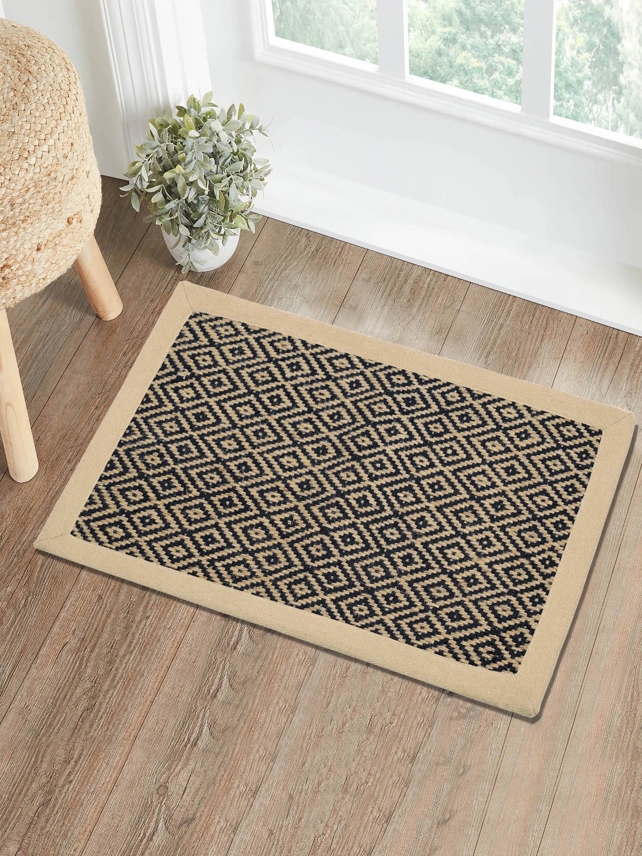 Diamond Jute & Cotton Woven Anti-Slip Strong Border Door Mat - Image 22