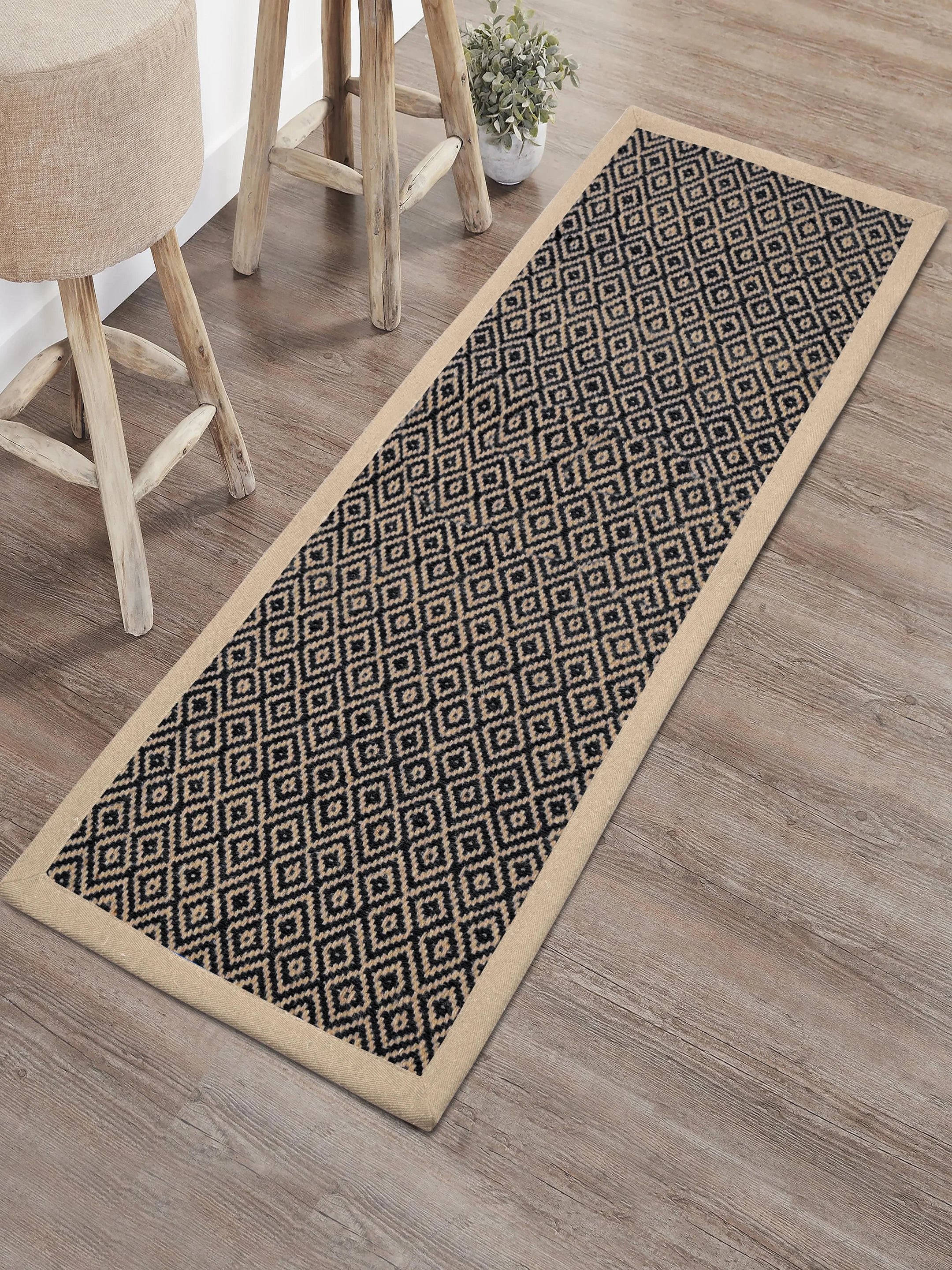 Diamond Jute & Cotton Woven Anti-Slip Strong Border Door Mat - Image 24