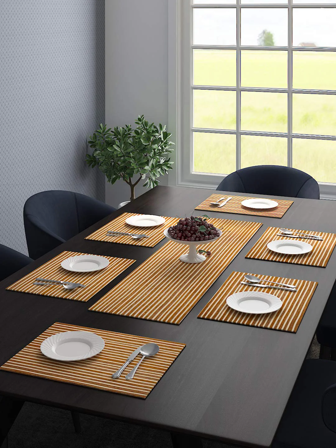 Stripe Dining Table Placemats | Set of 6 or 7 Pcs