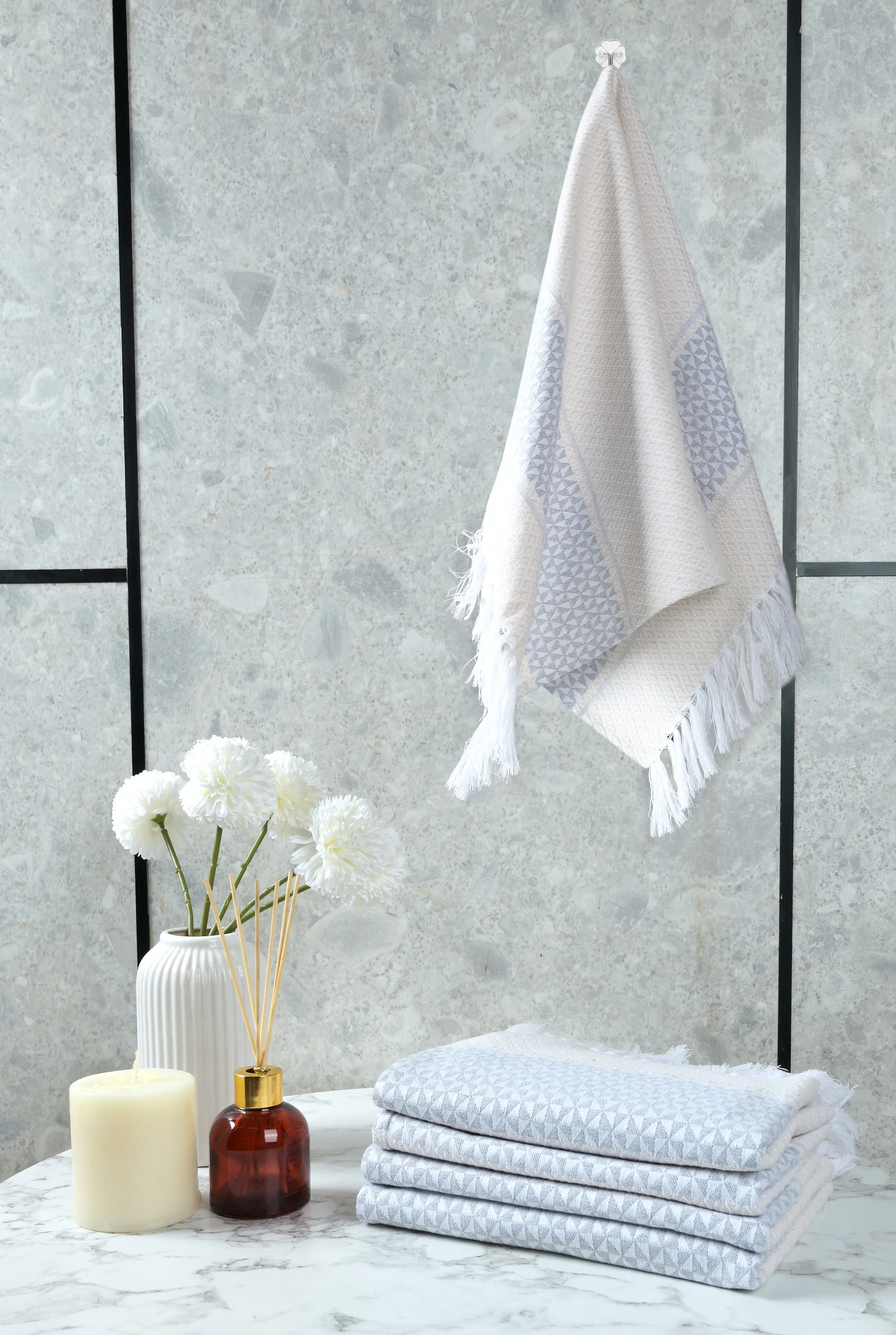 Firki Pure Cotton 4 PC Hand Towel Set | Quick Dry Soft Towels | Bathing Kitchen Hand Towel Gym | Men & Women | Bathroom Accessories Set | - Image 13