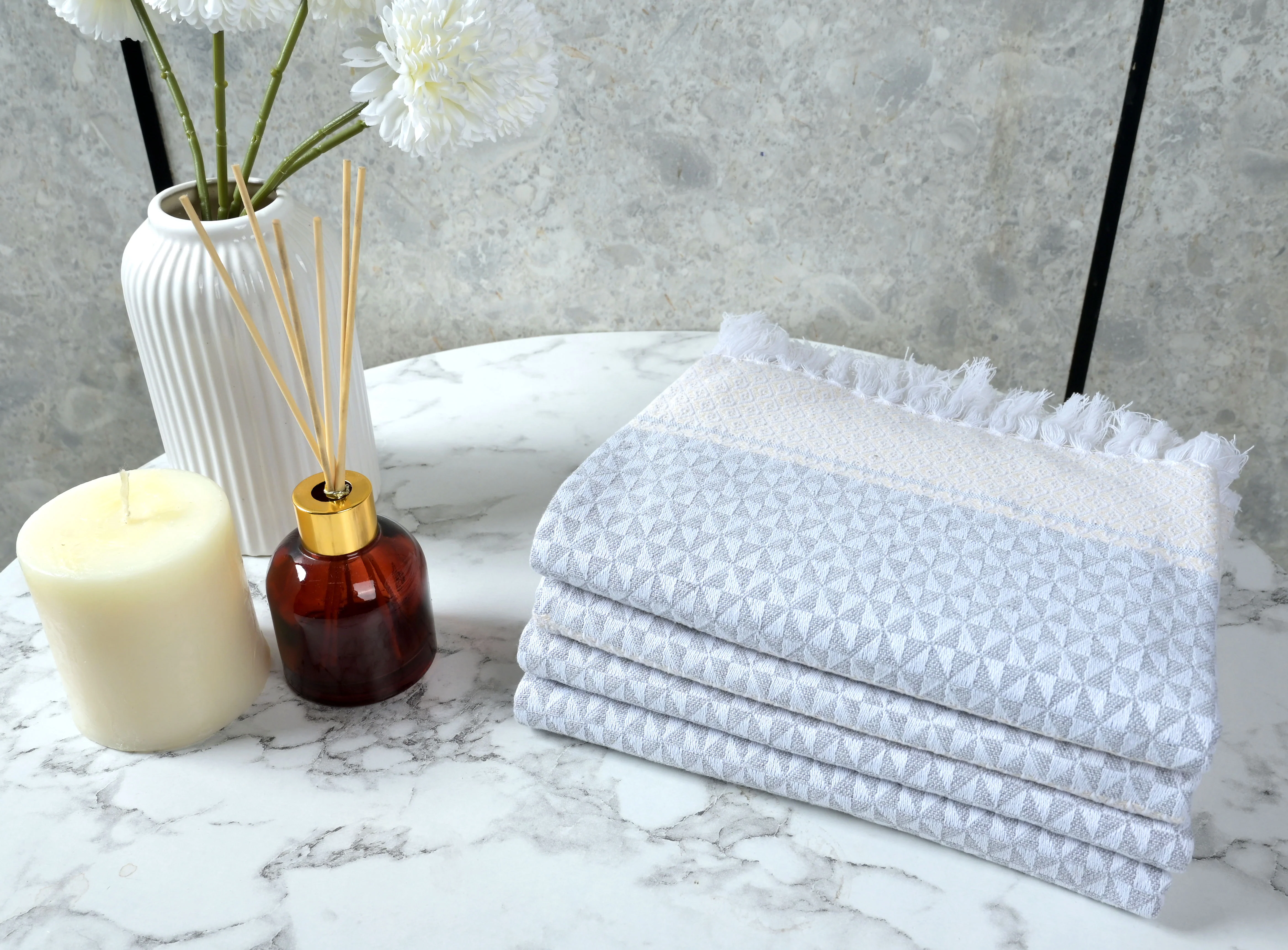 Firki Pure Cotton 4 PC Hand Towel Set | Quick Dry Soft Towels | Bathing Kitchen Hand Towel Gym | Men & Women | Bathroom Accessories Set | - Image 14