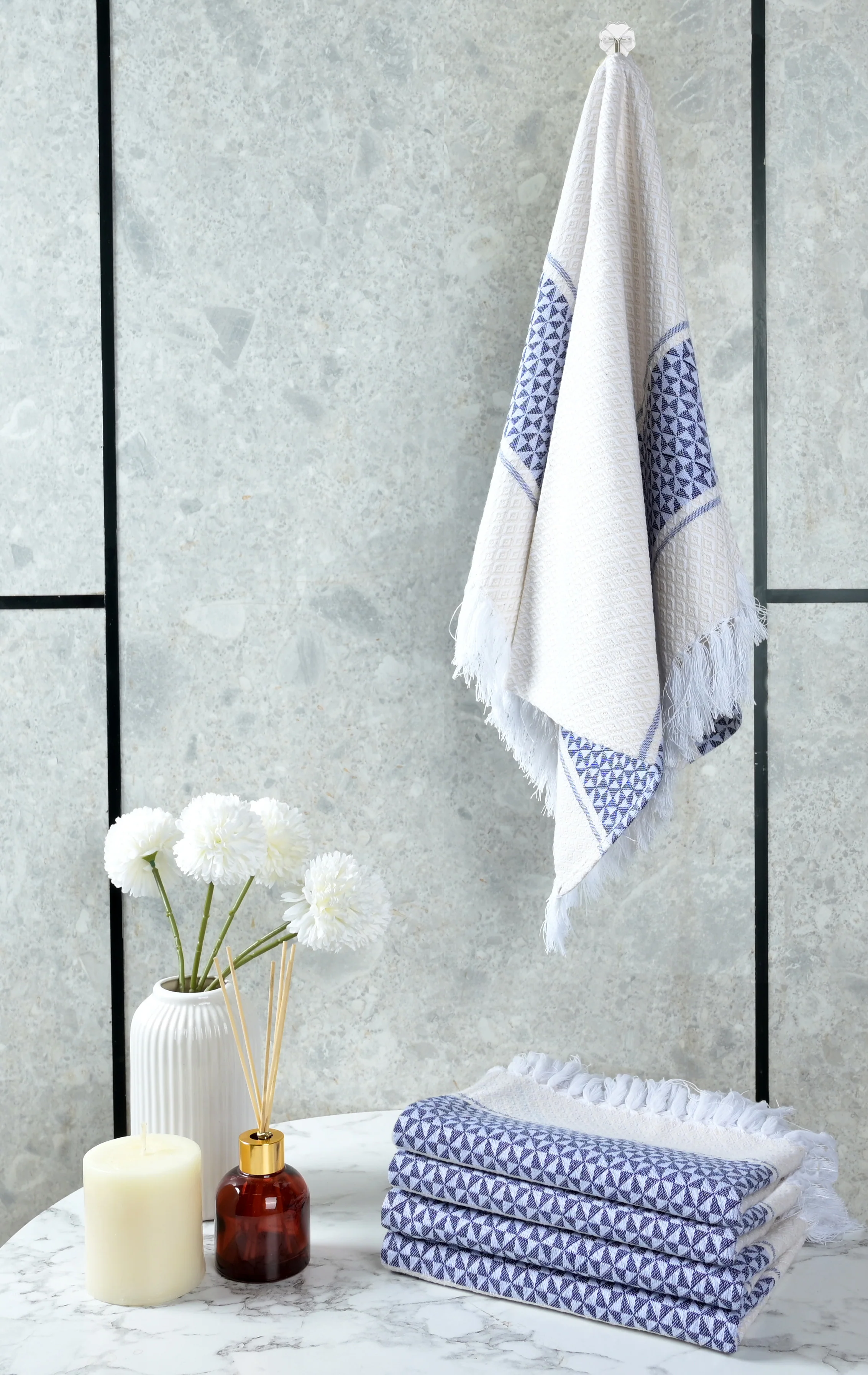 Firki Pure Cotton 4 PC Hand Towel Set | Quick Dry Soft Towels | Bathing Kitchen Hand Towel Gym | Men & Women | Bathroom Accessories Set | - Image 19