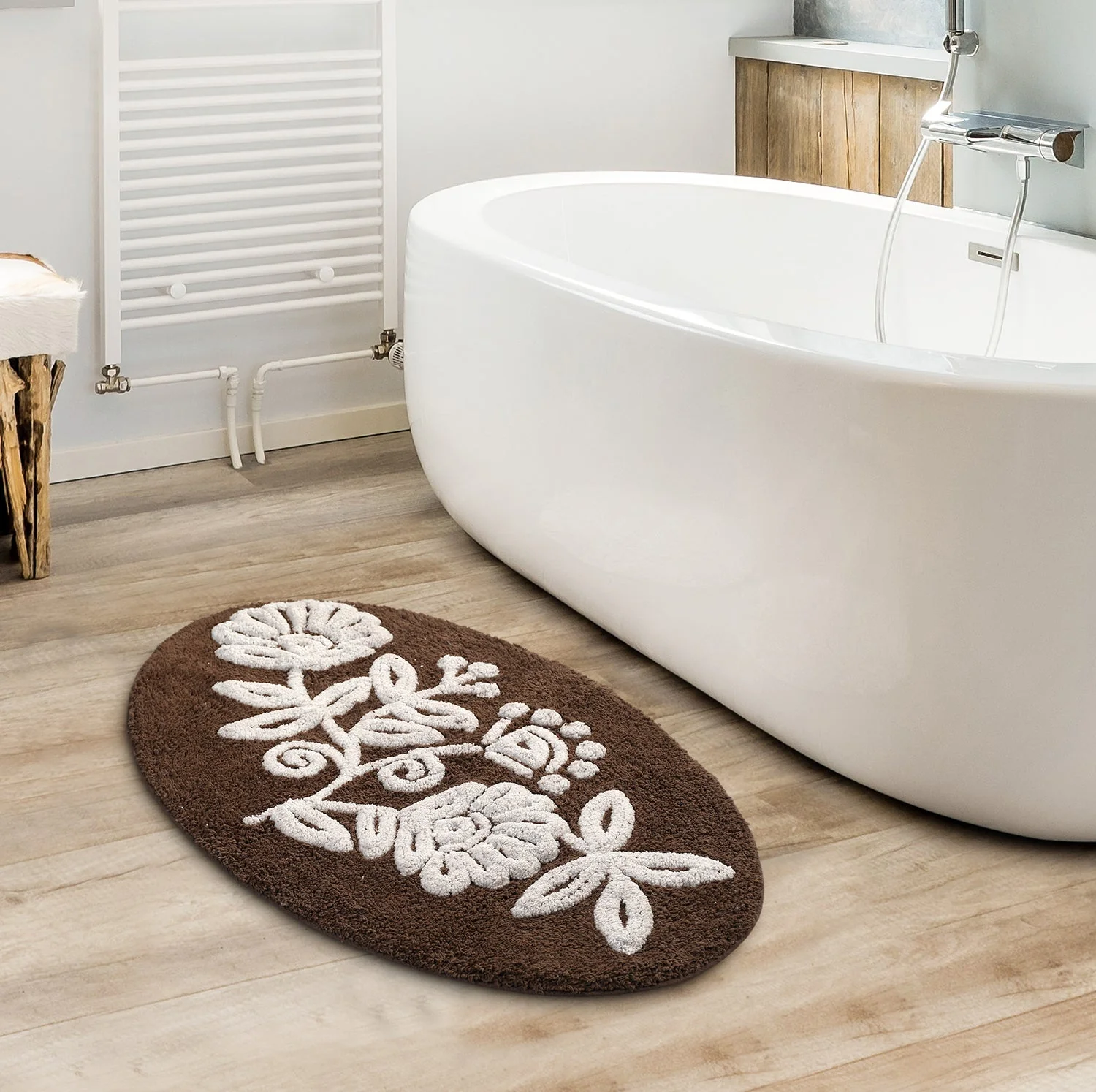 FLEUR Oval Soft Bathmat | 50x80 cm, Anti-Slip Comfort