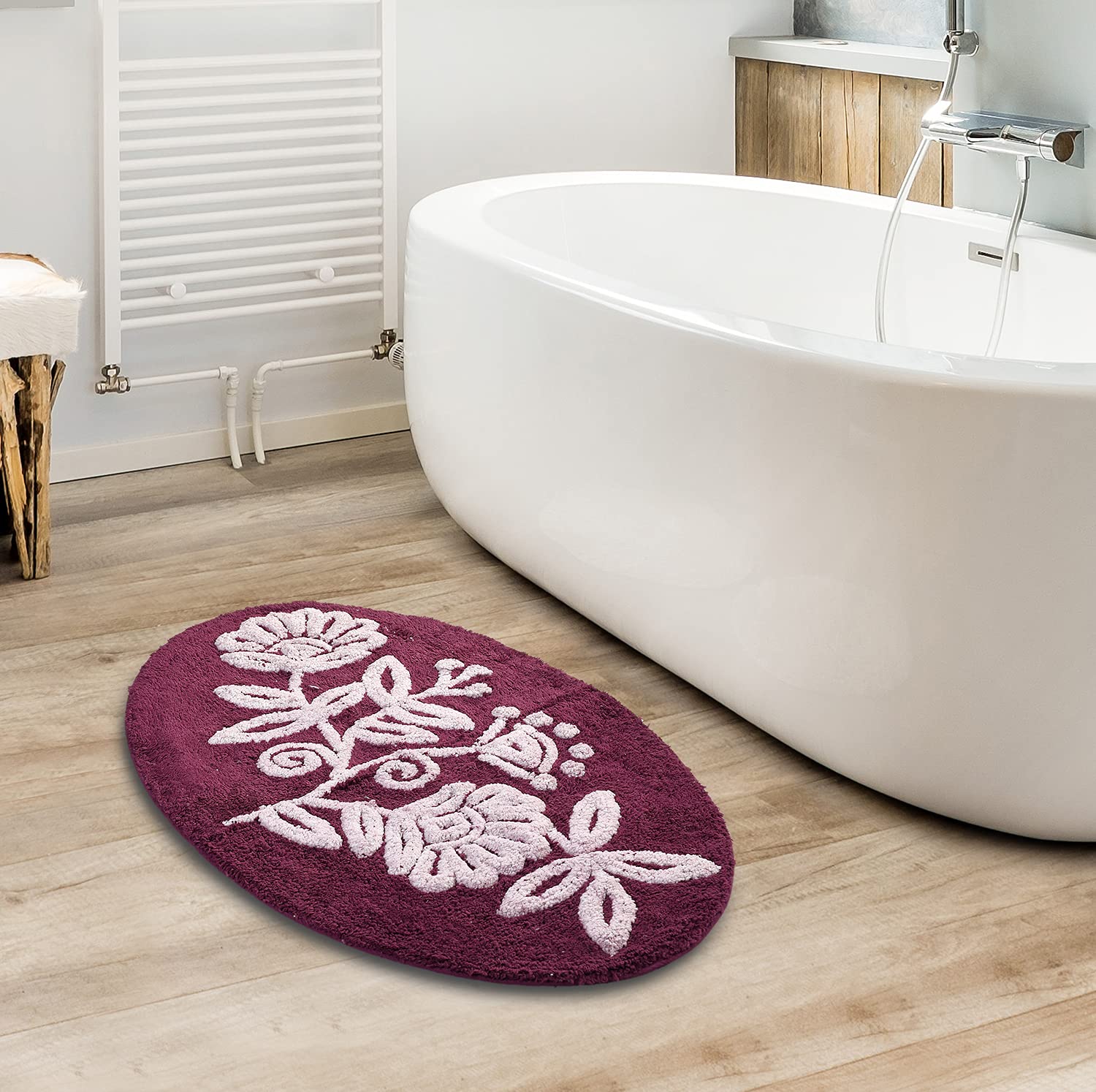 FLEUR Oval Soft Bathmat | 50x80 cm, Anti-Slip Comfort - Image 7