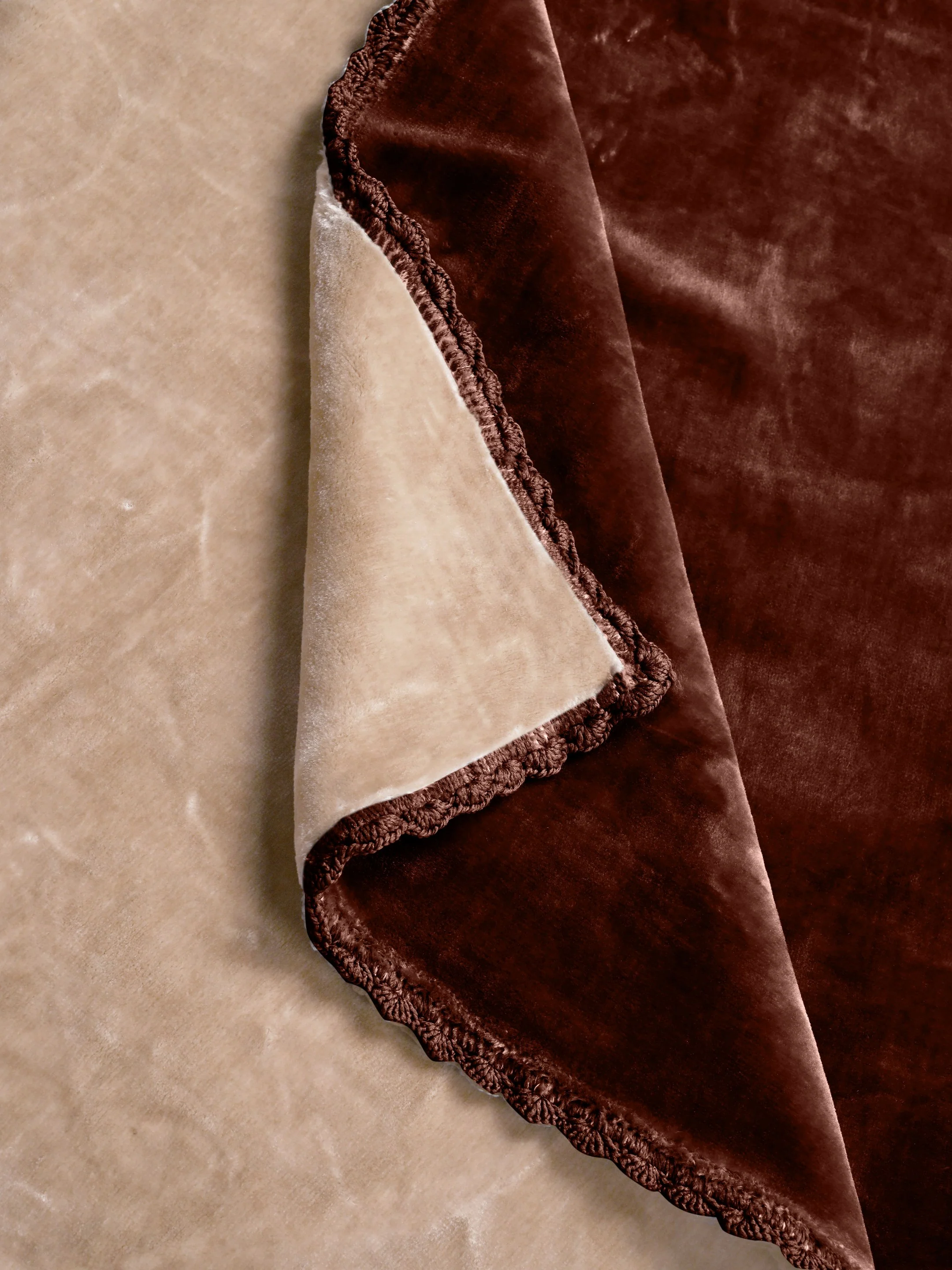 GIFT BOX | Beige Brown Winter Mink & Cloudy Silky Soft | Double Color Heavy 2 Layer Blanket 90″x90″ | with Crochet Lace Edges | For Gift & Daily Use - Image 5