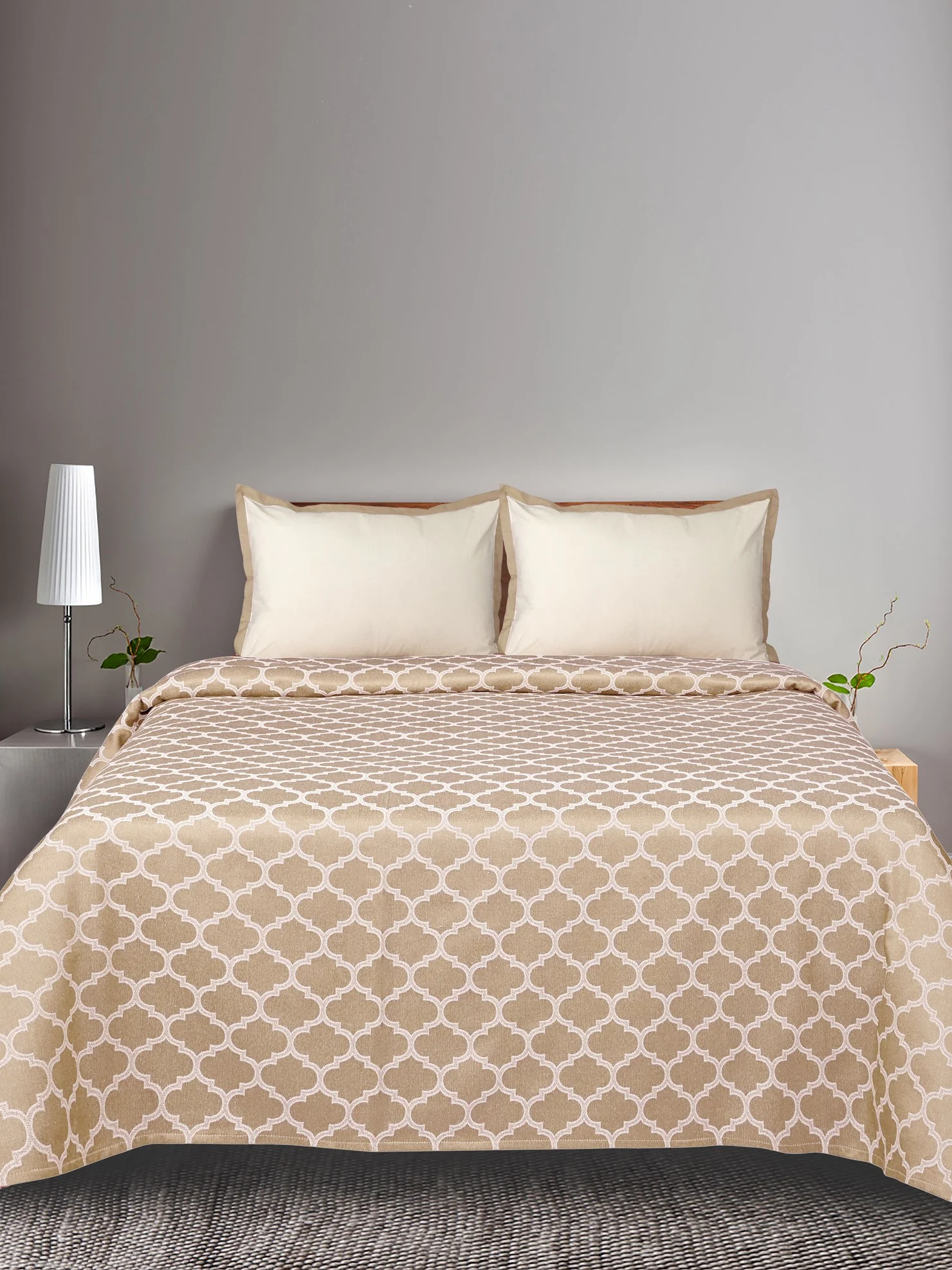GIFT BOX | NOOR Beige Cotton Bedsheet-Cover | Matching Beige Reversible Quilt/Comforter | Combo Set For Gift & Daily Use - Image 6