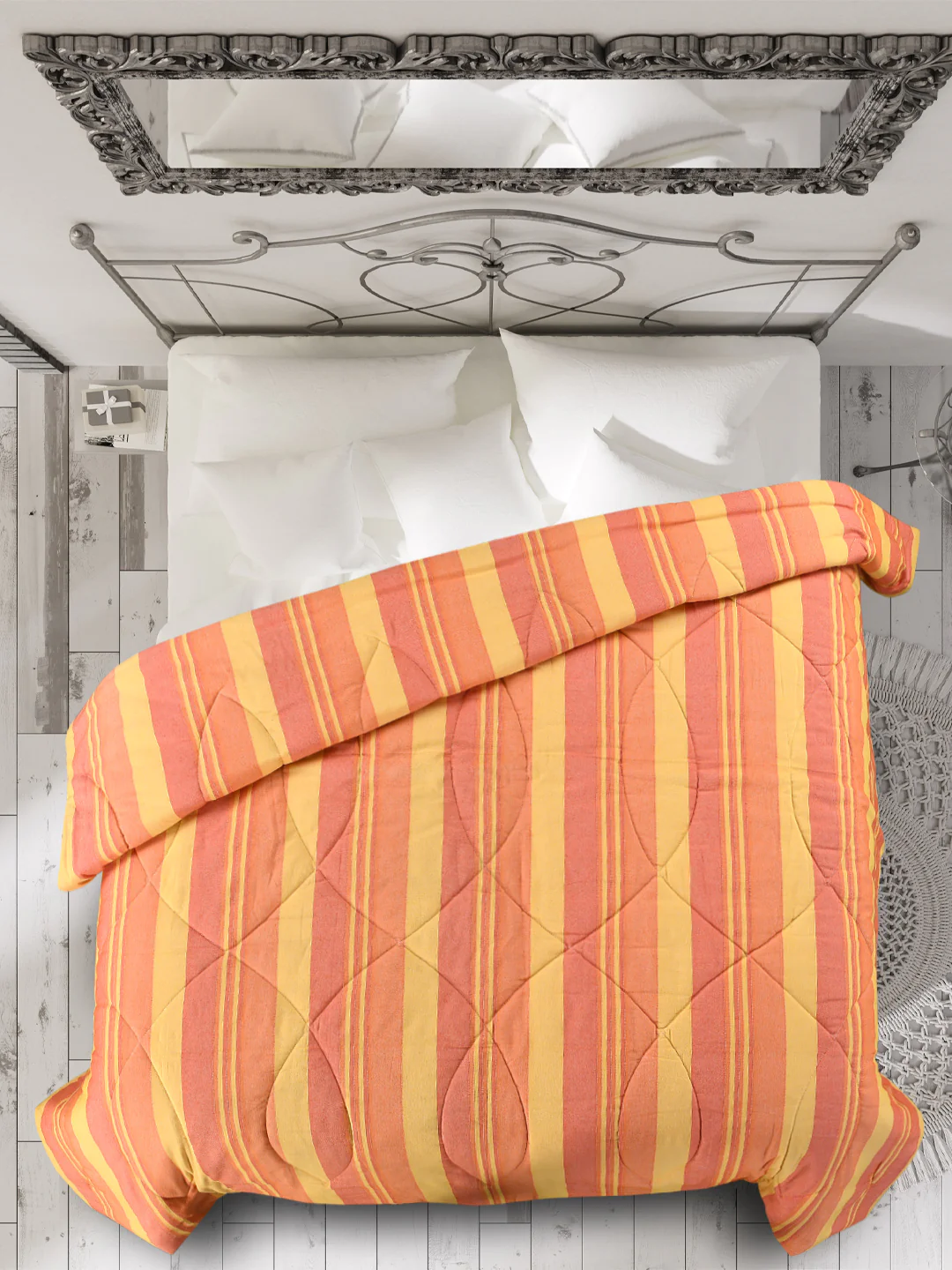 Joy Handmade Striped Queen Size Quilt (90X100) - Image 13