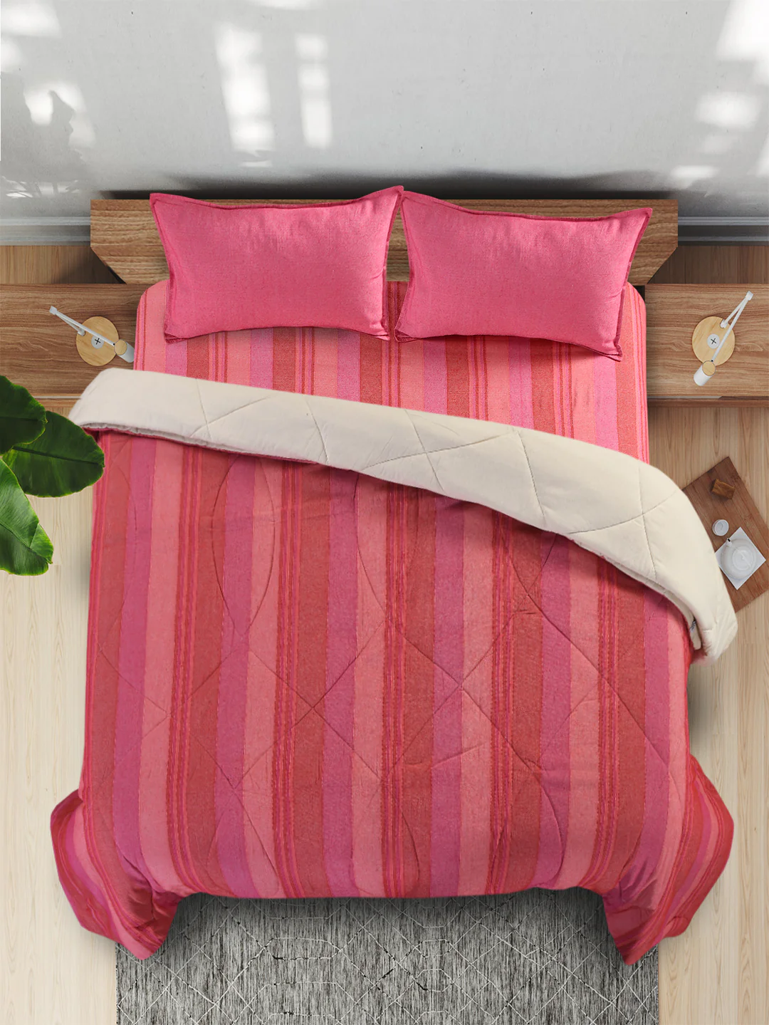 Joy Handmade Striped Queen Size Quilt (90X100) - Image 17