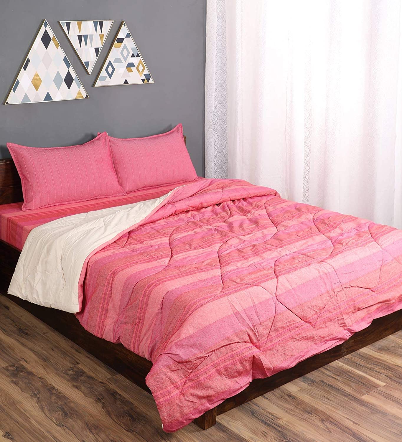 Joy Handmade Striped Queen Size Quilt (90X100) - Image 18
