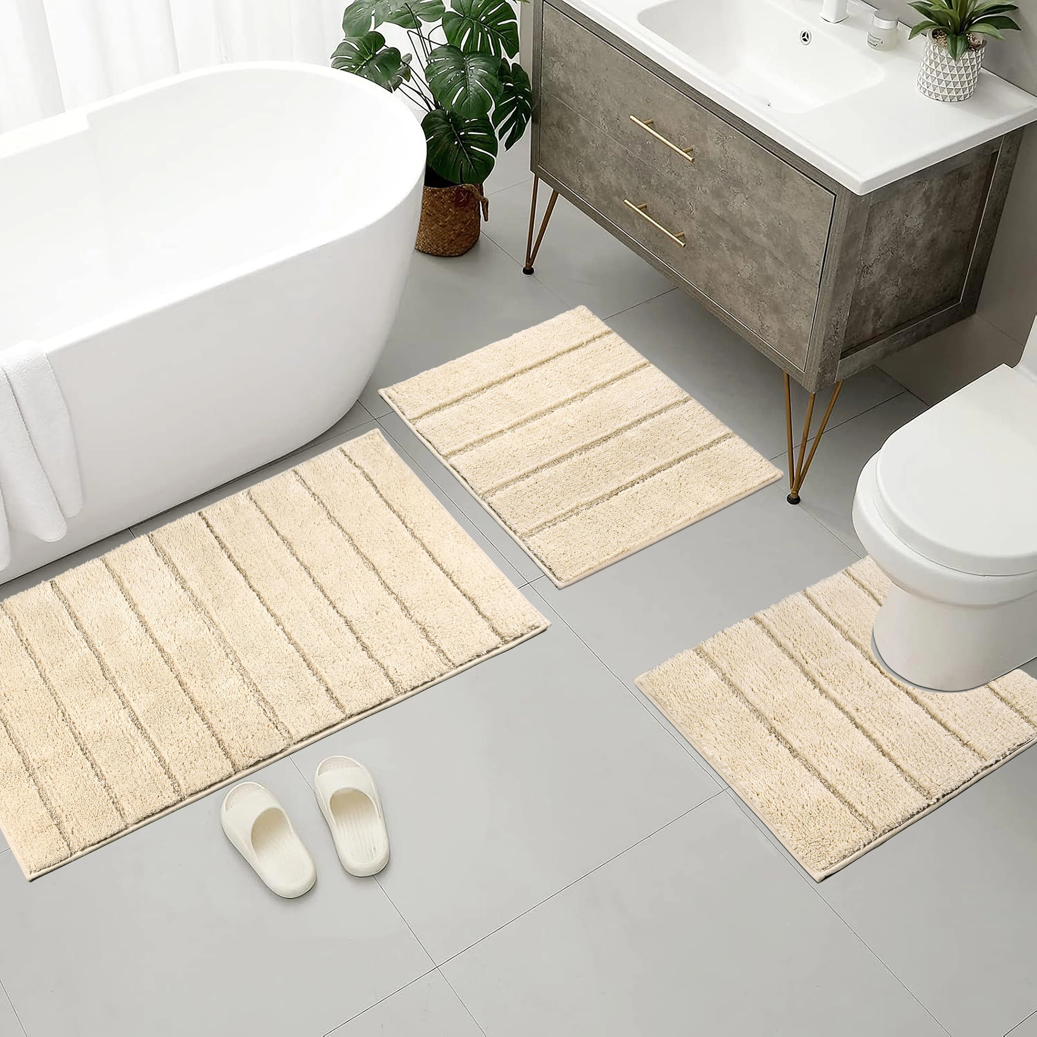KAPRA 100% Organic Cotton Anti-Skid Bathmat | 3 Pc Set | Soft & Durable Finish - Image 10