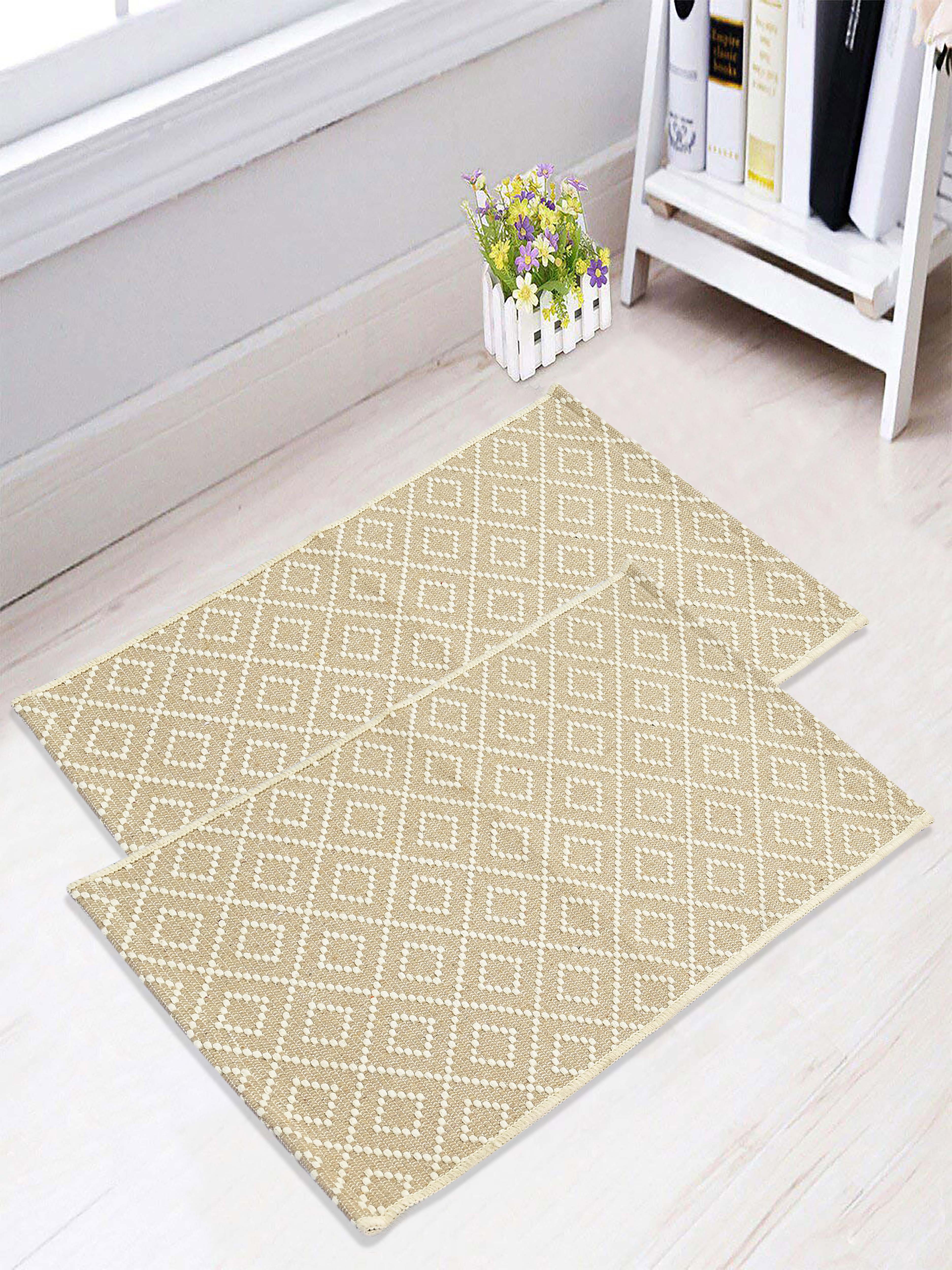 Cotton Floor Mat|Anti Skid Mats | Medium Weight Washable Quick Drying Multi Purpose Doormat | Bedroom, Outdoor