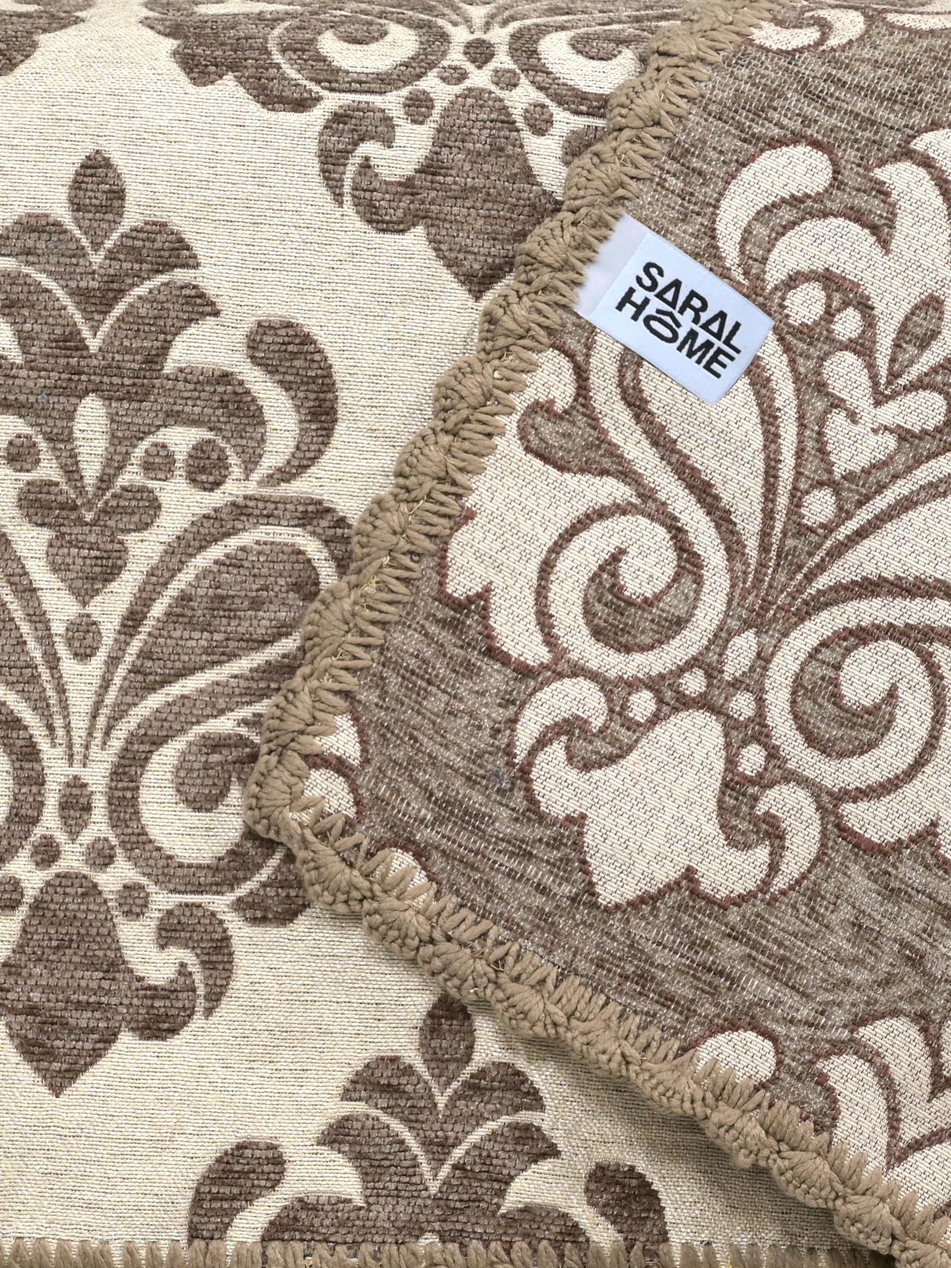 Medallion Polyester Cotton Sofa Throw Cover | Floral Emboss Design – Set 1 - Image 3