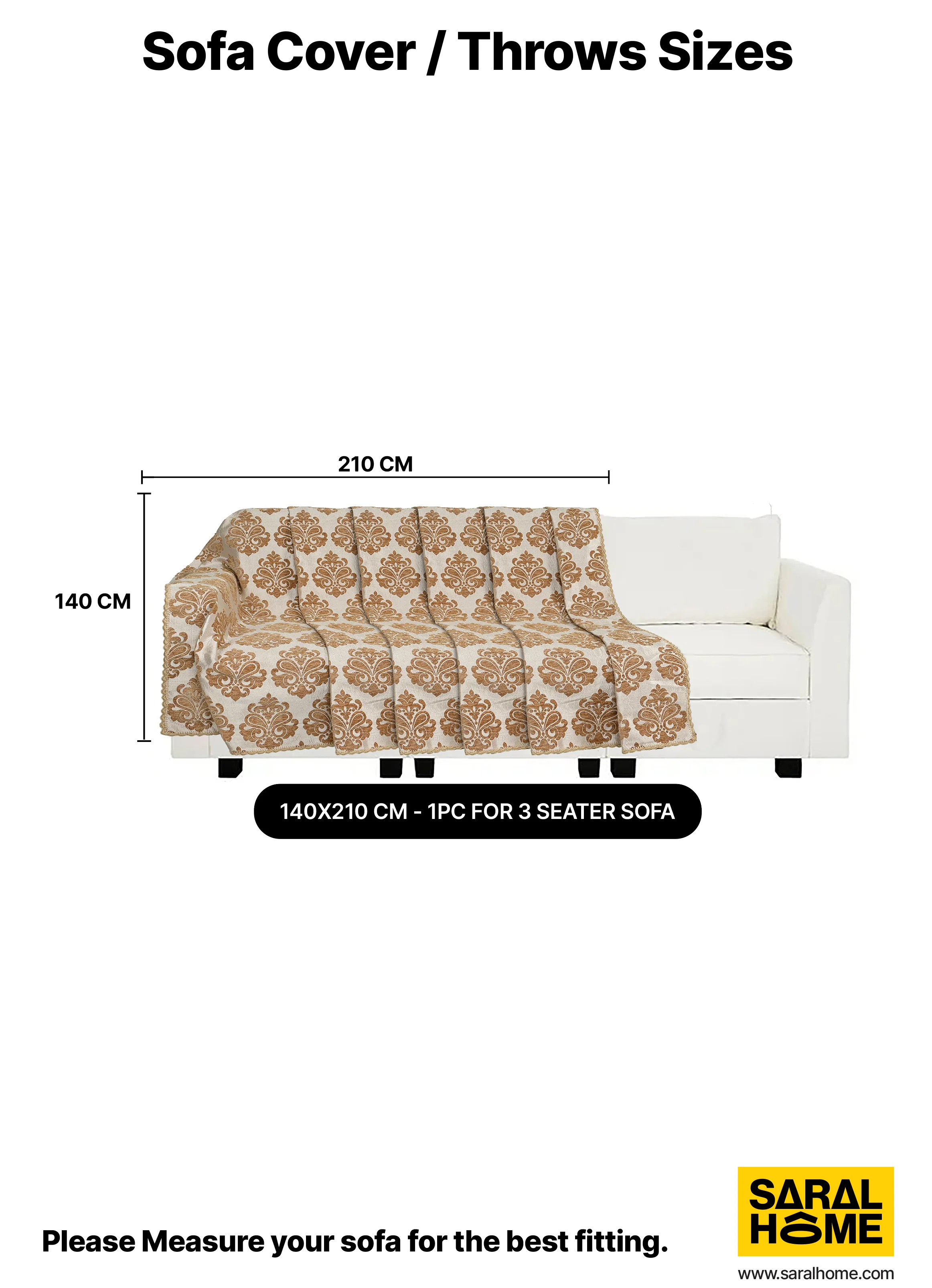 Medallion Polyester Cotton Sofa Throw Cover | Floral Emboss Design – Set 1 - Image 5