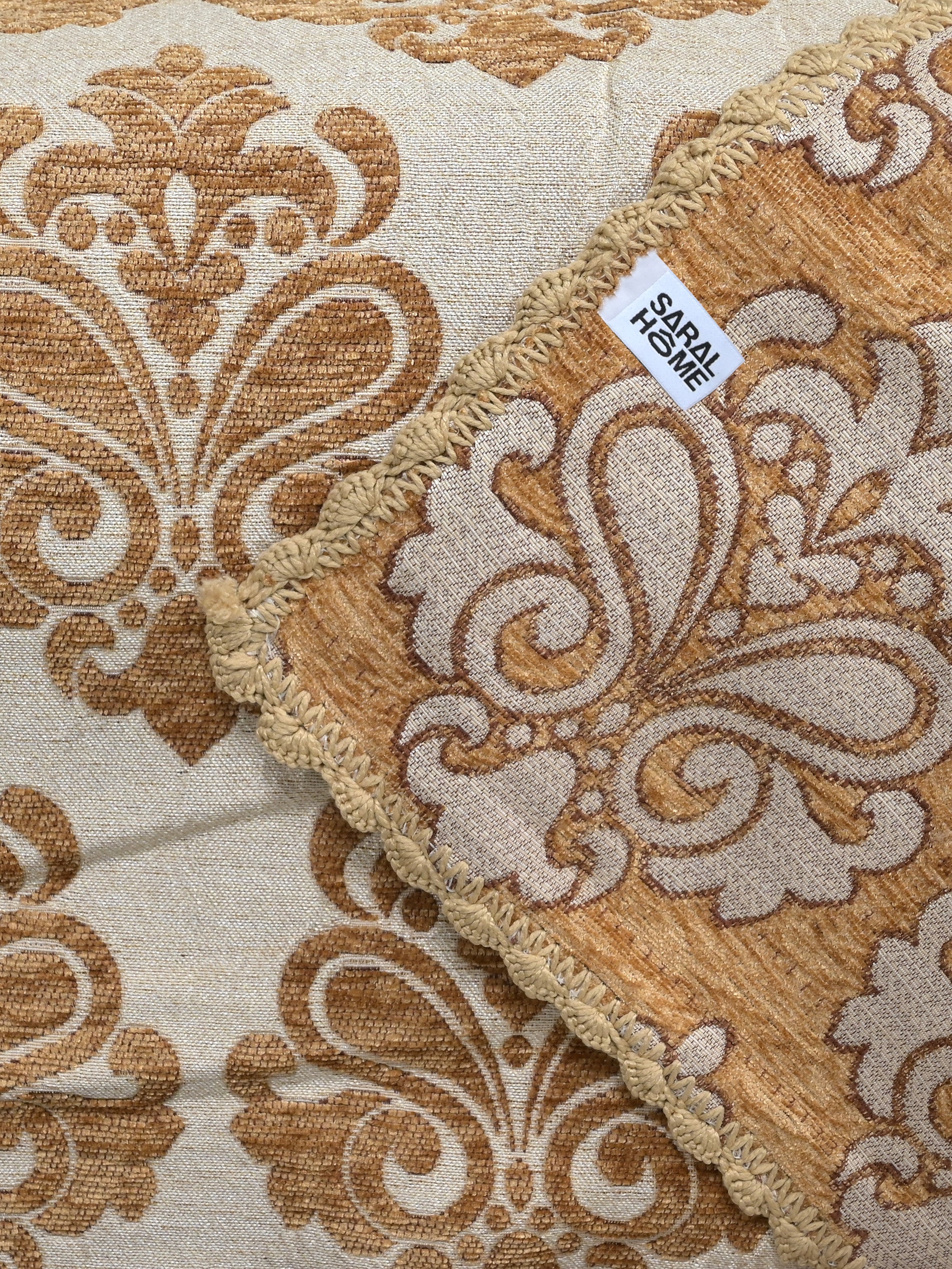 Medallion Polyester Cotton Sofa Throw Cover | Floral Emboss Design – Set 1 - Image 9