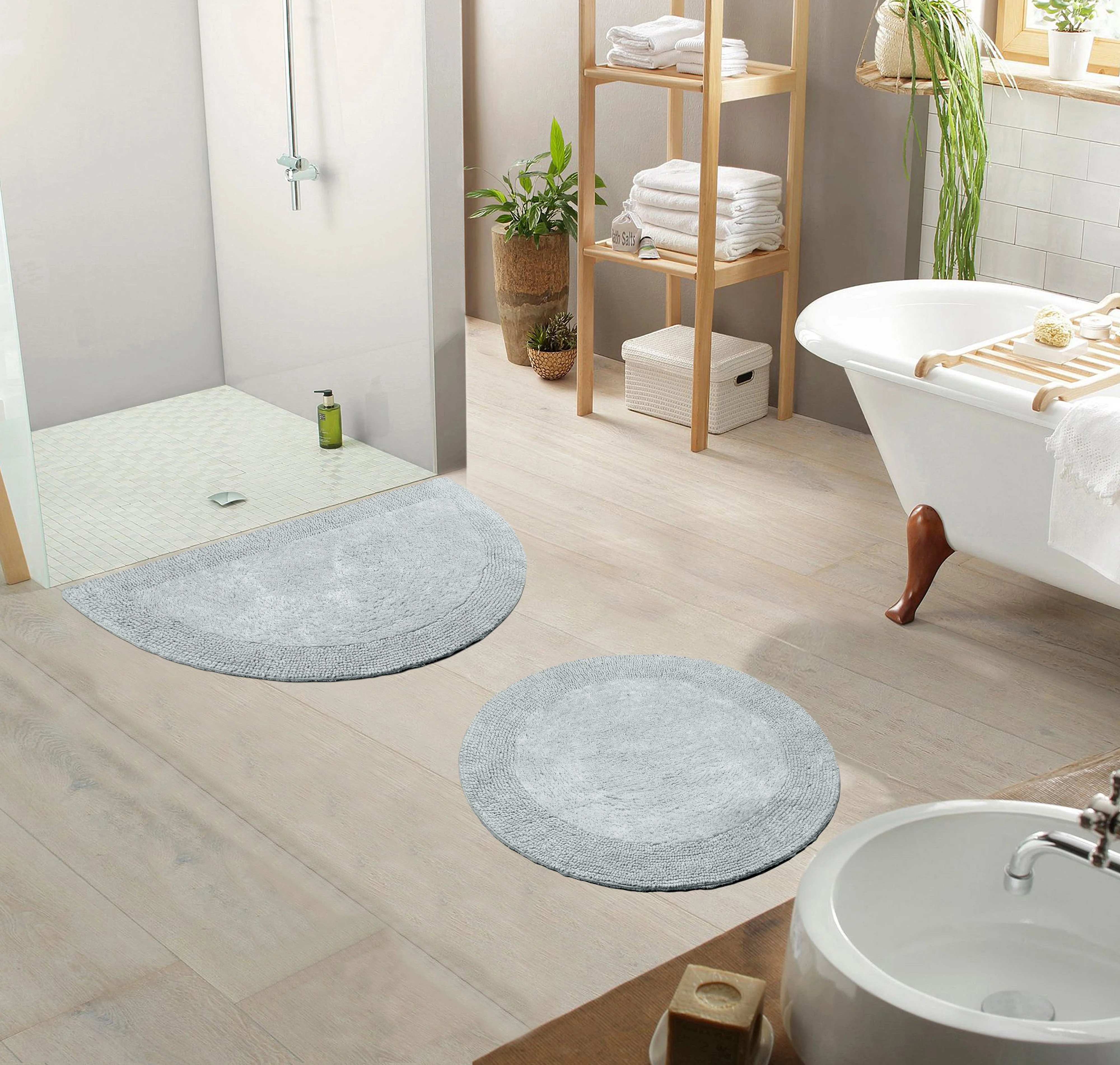 Natural 100% Organic Cotton Reversible Plush Bathmat | 2 Pc Set | Eco-Friendly Comfort - Image 7
