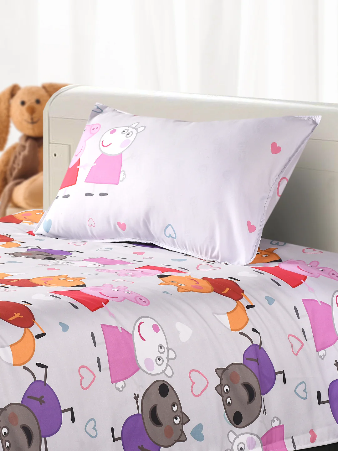 Peppa Pig Cotton Single Bedsheet (60×90 in) with 1 Pillow Cover (17×24 in) - Image 4