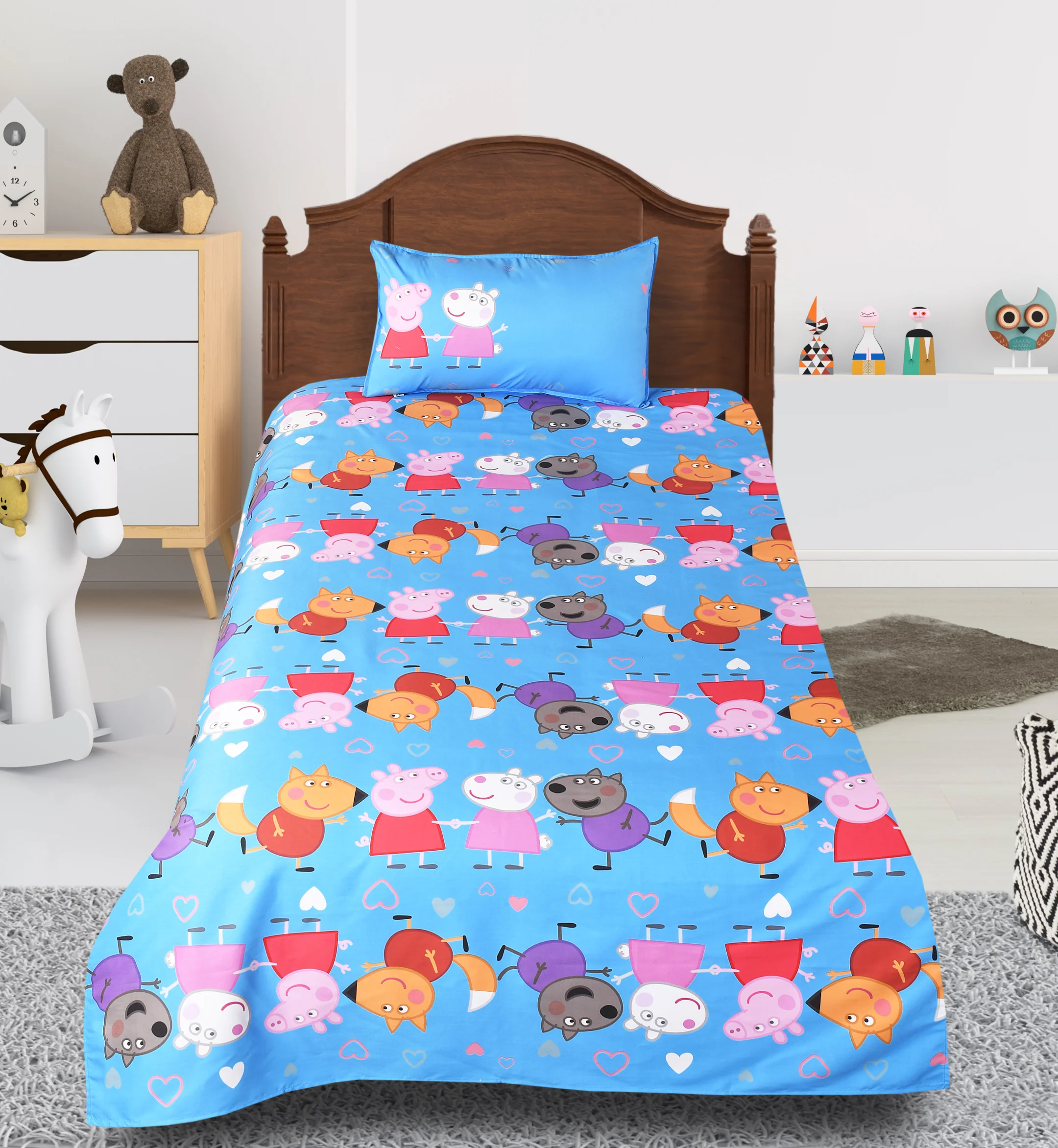 Peppa Pig Cotton Single Bedsheet (60×90 in) with 1 Pillow Cover (17×24 in) - Image 6