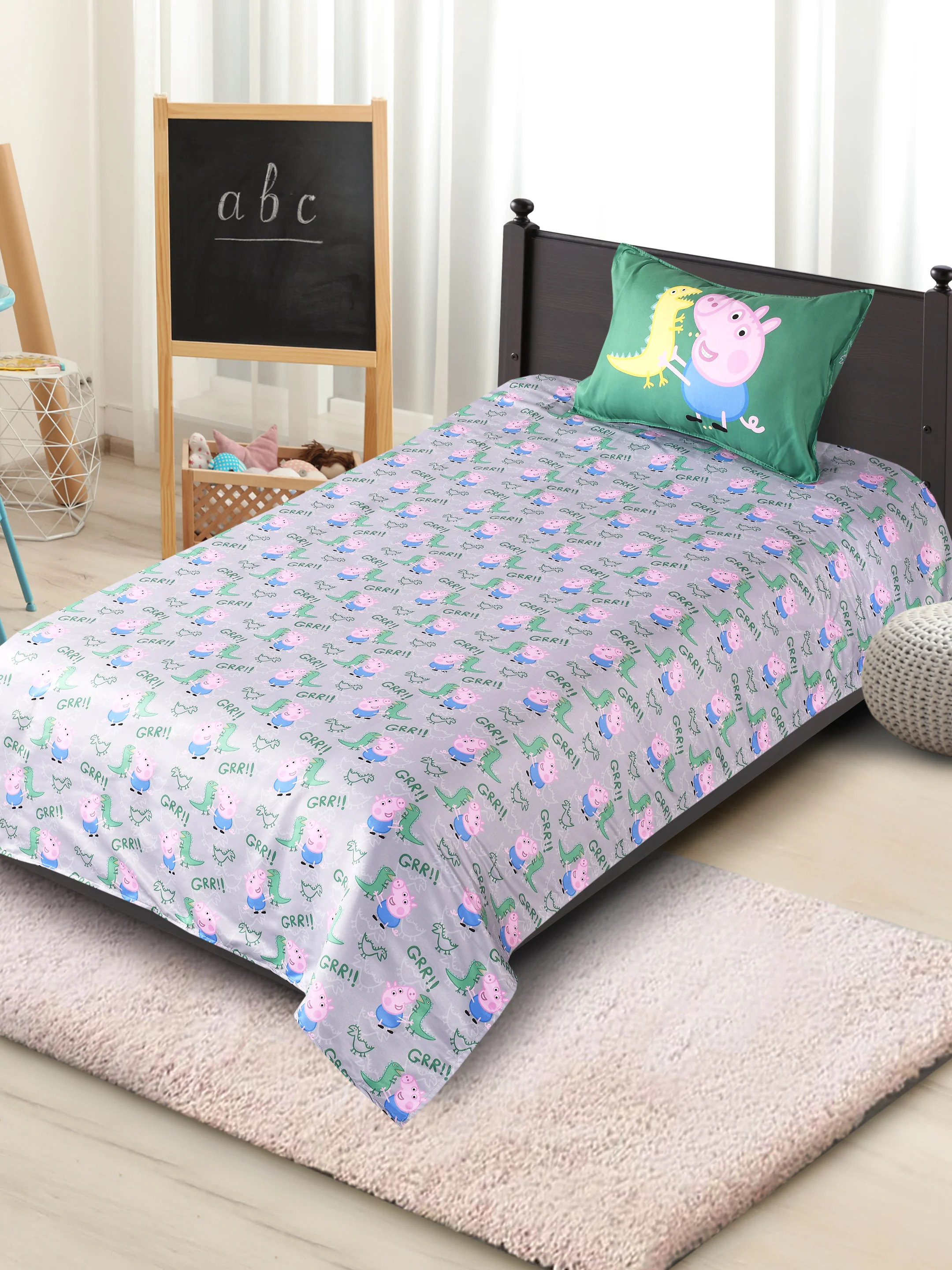 Peppa Pig Single Size Bedsheet | Cotton with 1 Pillow Cover (60x90 cm, 17x27") - Image 3