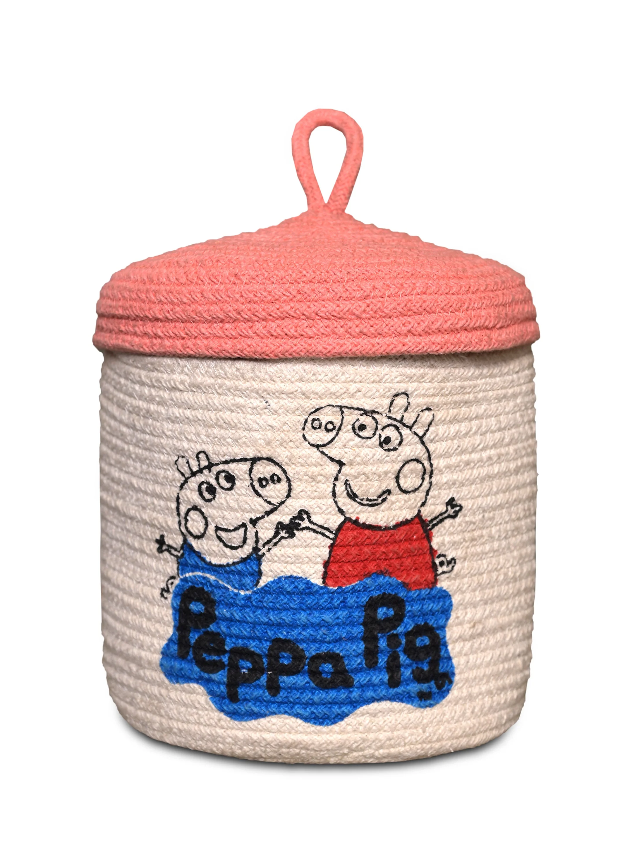 Peppa Round Basket Set of 2 – Cotton Rope Woven Storage Baskets for Bedroom & Nursery (12x20 cm & 20x20 cm) - Image 2