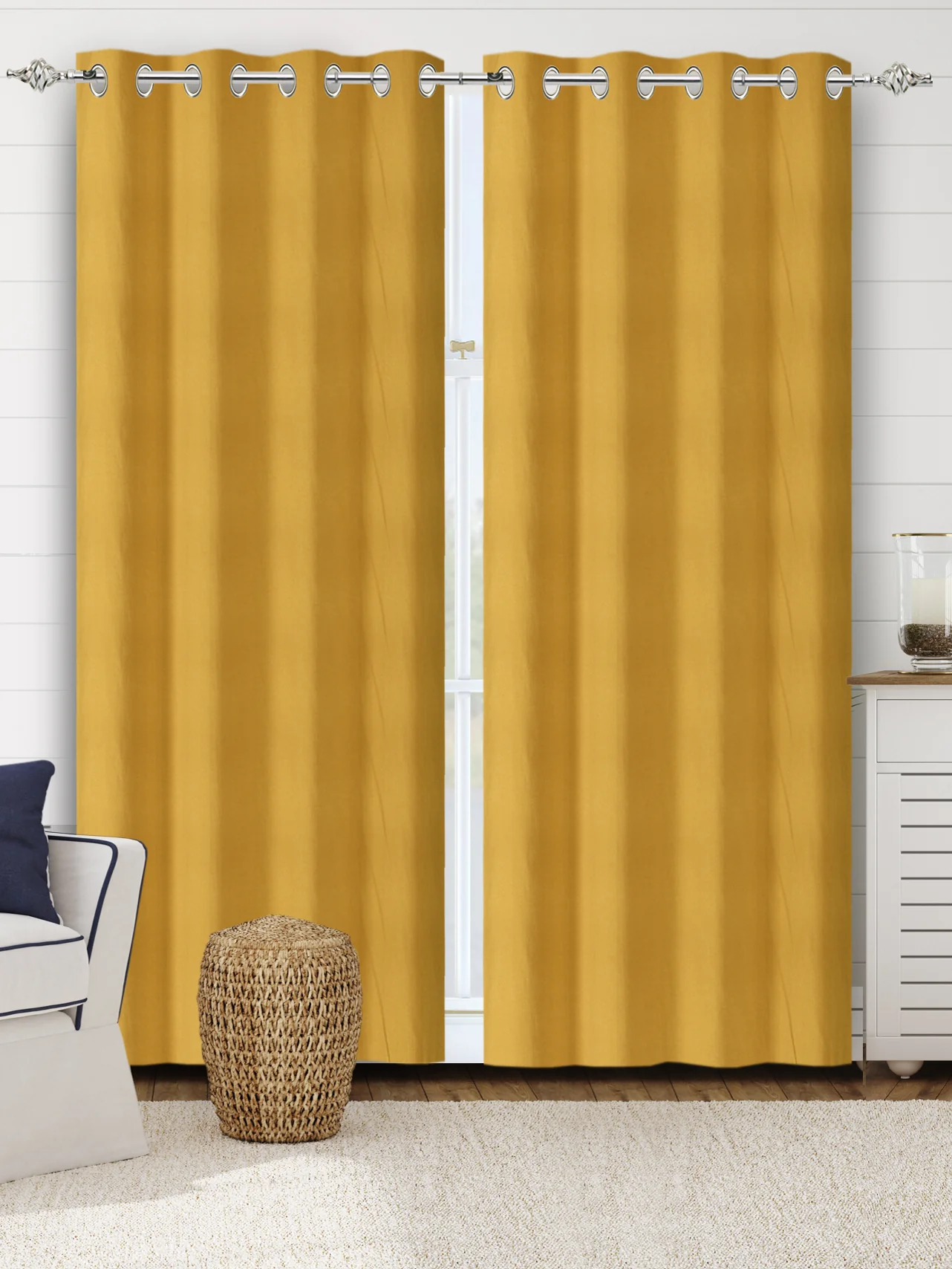 Plain Damask Cotton Curtains | Elegant Living Room Design (4x9 ft, 1pc) - Image 6