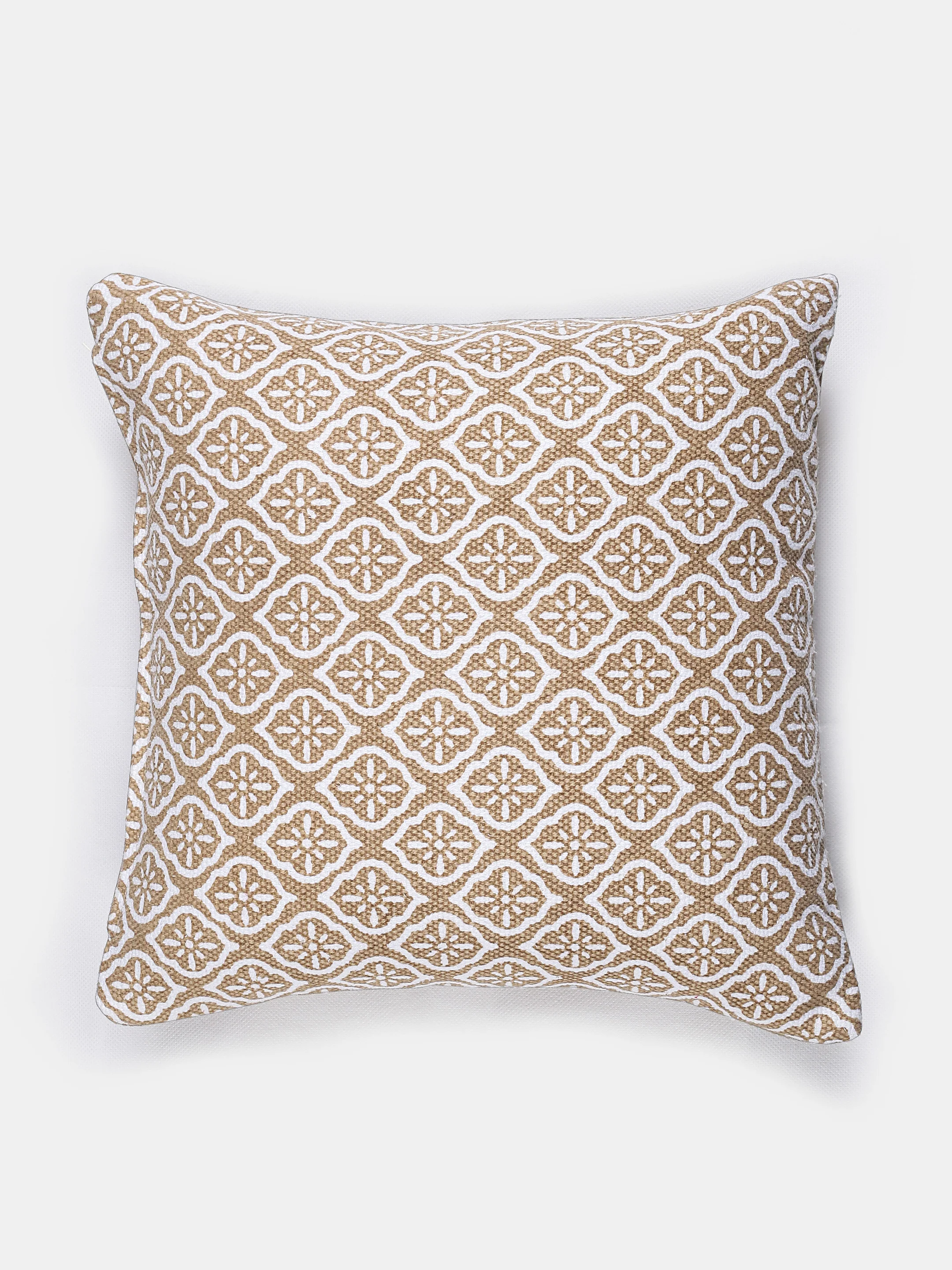 Mandala Block Print Cotton Cushion Cover - Beige (Set of 2) - Image 3