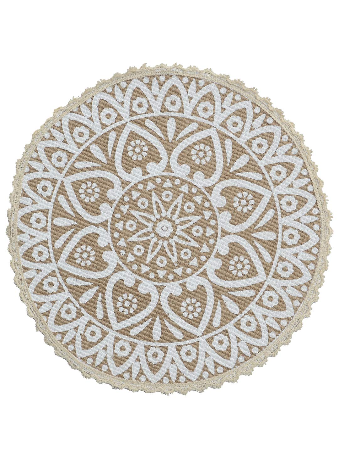 Crochet Round Table Mat with Fringe Edges | Handmade Anti-Skid Decorative Piece - Image 24