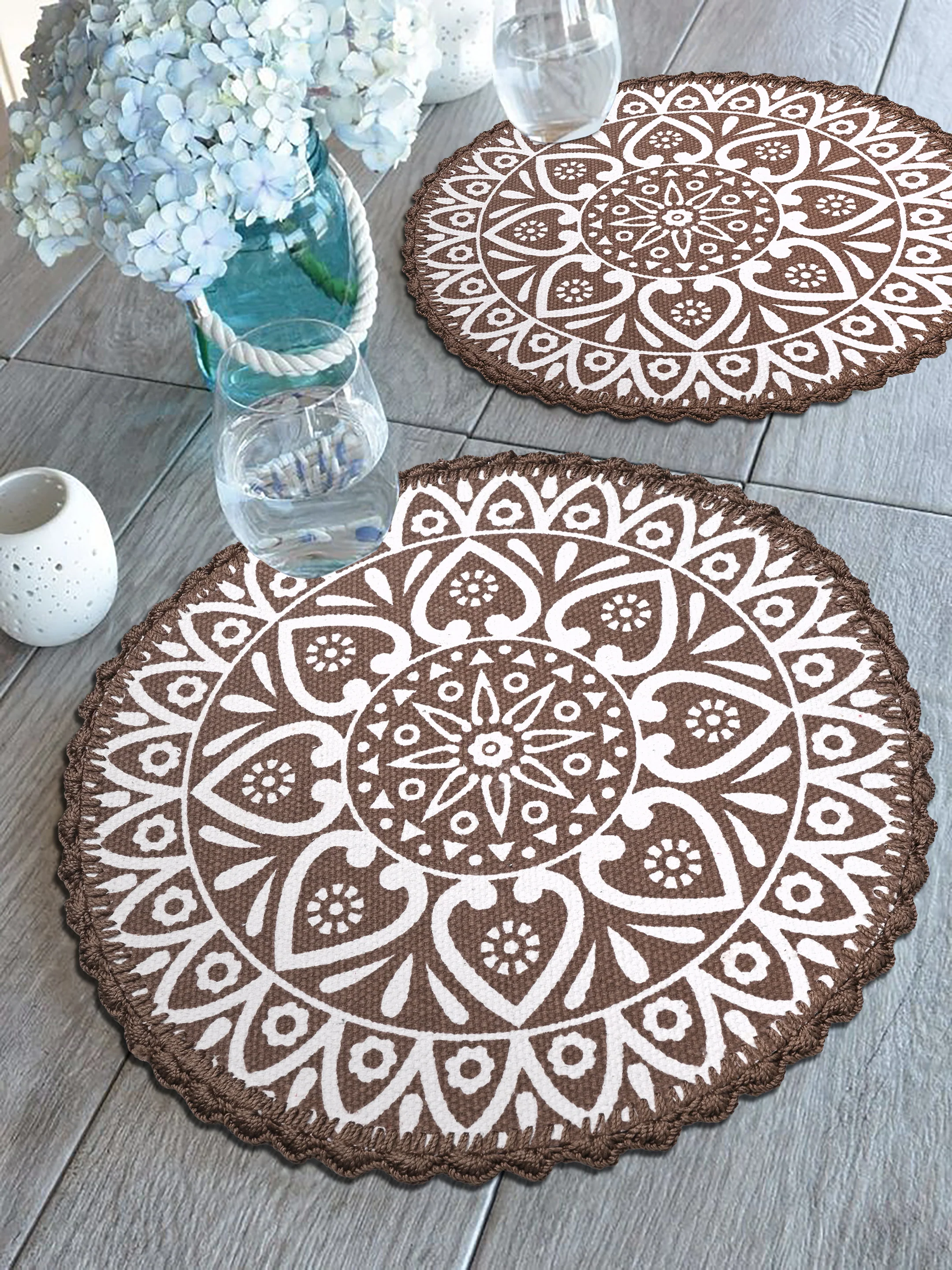Crochet Round Table Mat with Fringe Edges | Handmade Anti-Skid Decorative Piece - Image 6